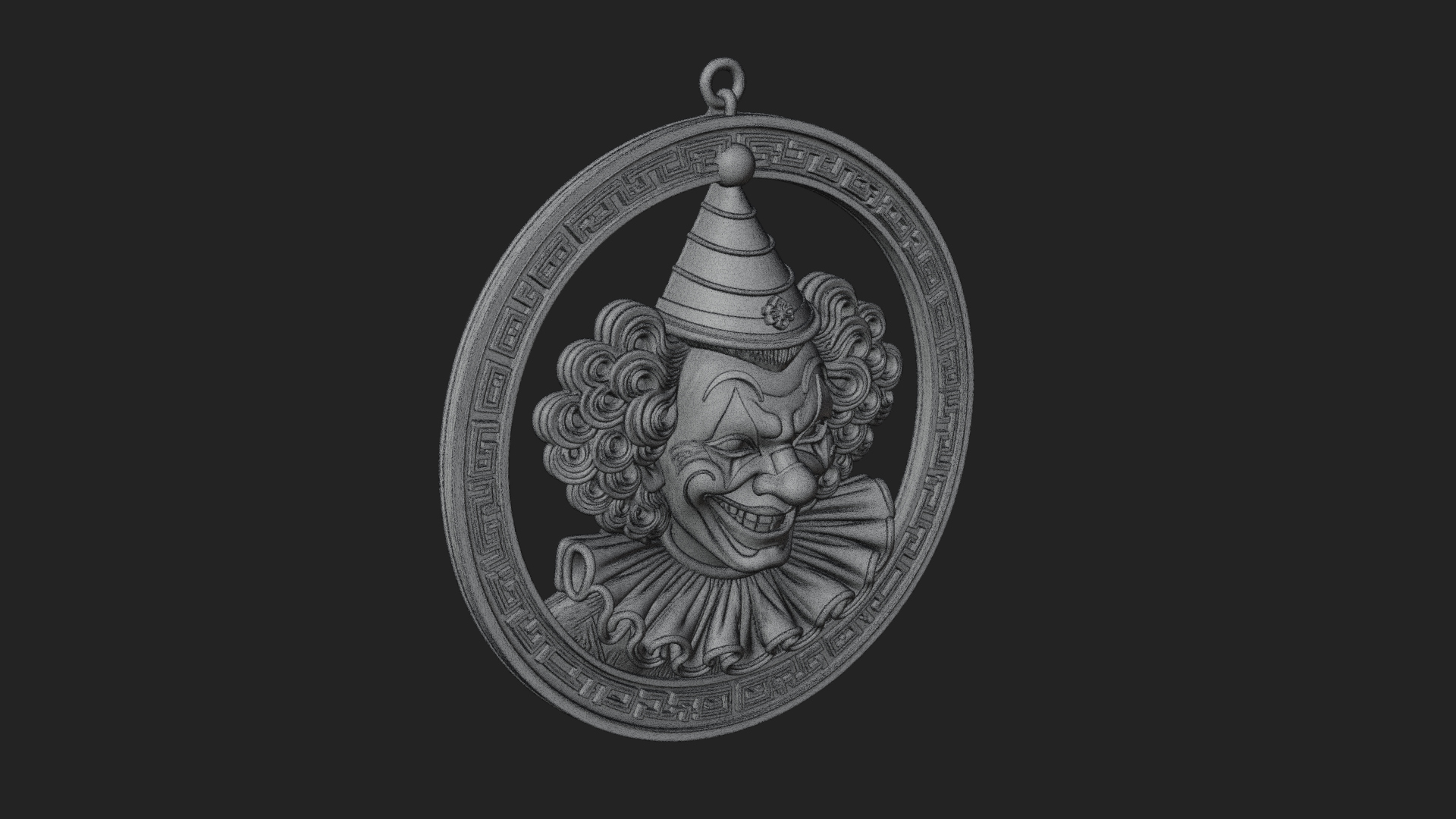 Circus Clown Oval Relief Plaque Design 2 3D Print Model 3D Model