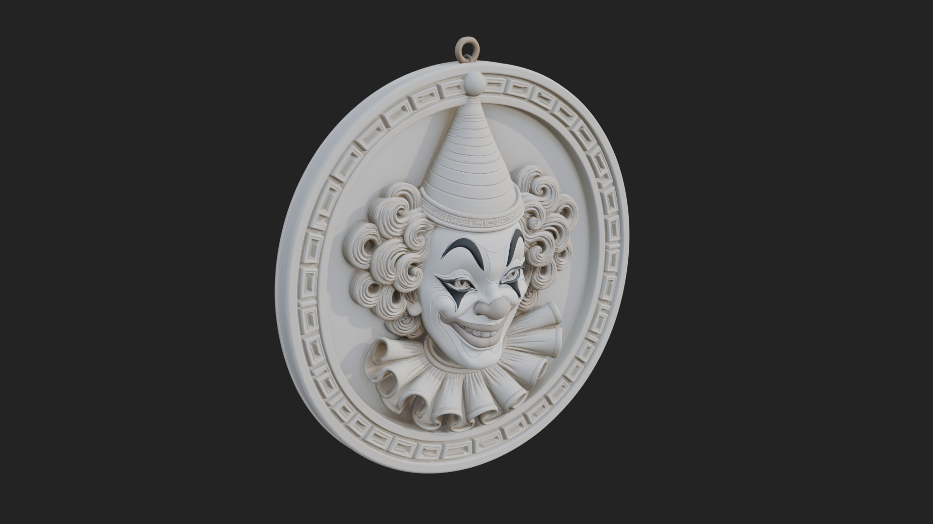 Circus Clown Oval Relief Plaque Design 3 3D Print Model 3D Model