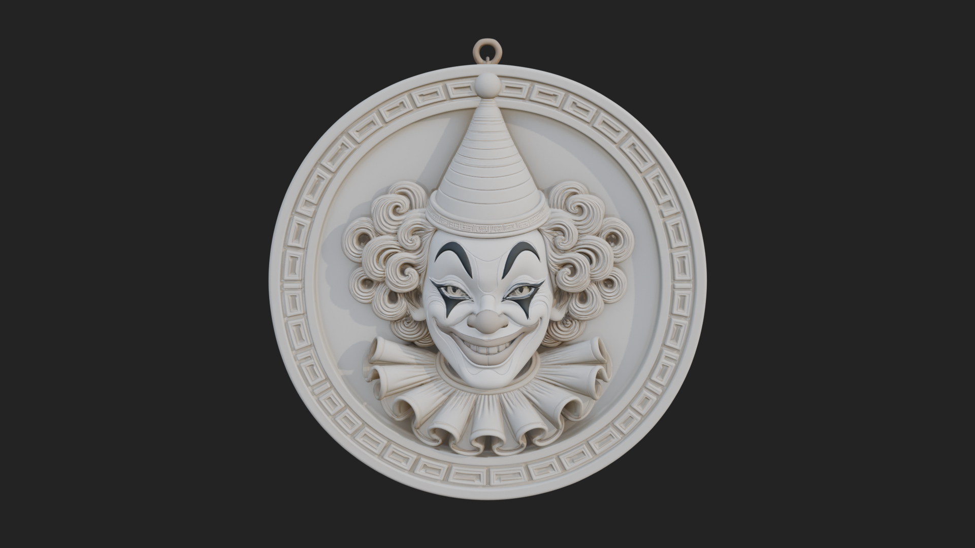 Circus Clown Oval Relief Plaque Design 3 3D Print Model 3D Model