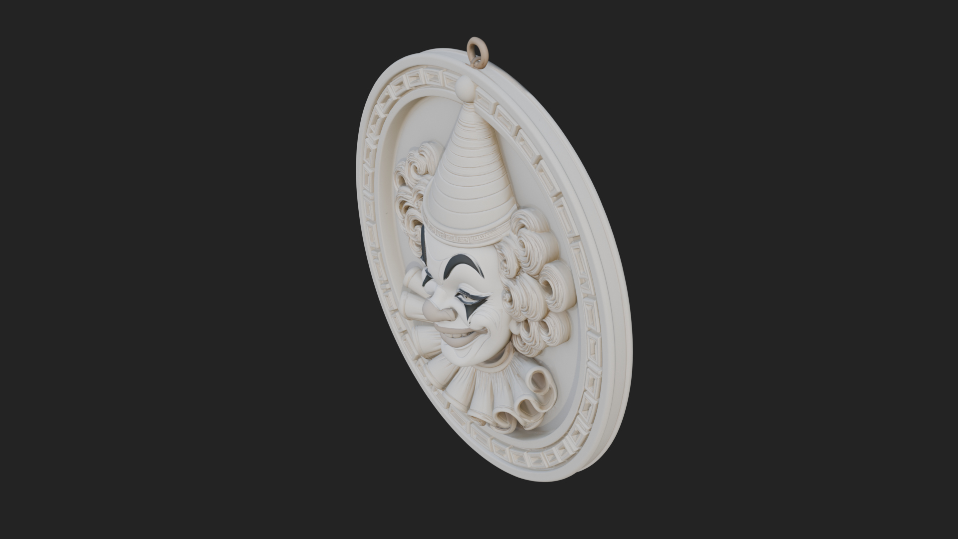 Circus Clown Oval Relief Plaque Design 3 3D Print Model 3D Model
