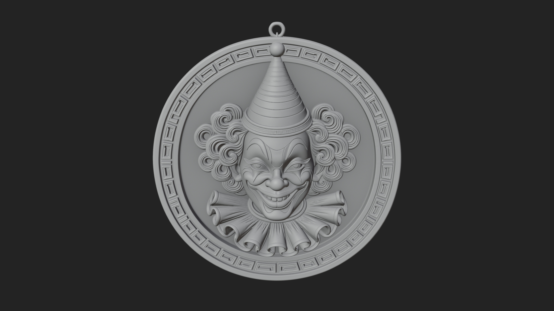 Circus Clown Oval Relief Plaque Design 3 3D Print Model 3D Model