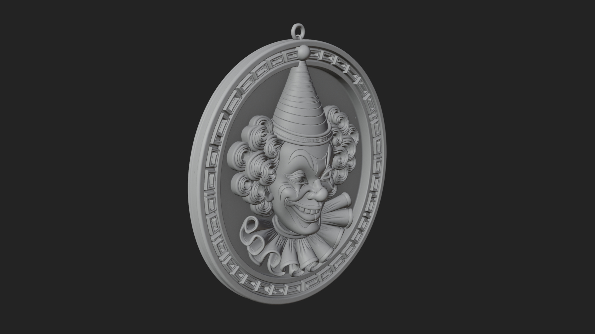 Circus Clown Oval Relief Plaque Design 3 3D Print Model 3D Model