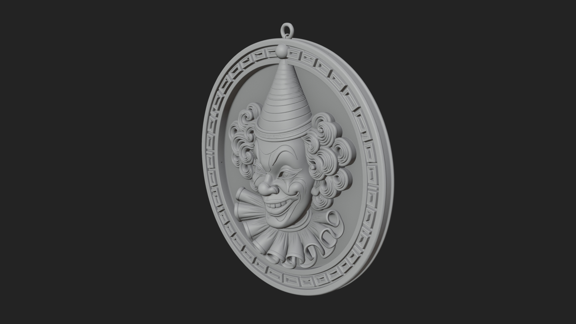 Circus Clown Oval Relief Plaque Design 3 3D Print Model 3D Model