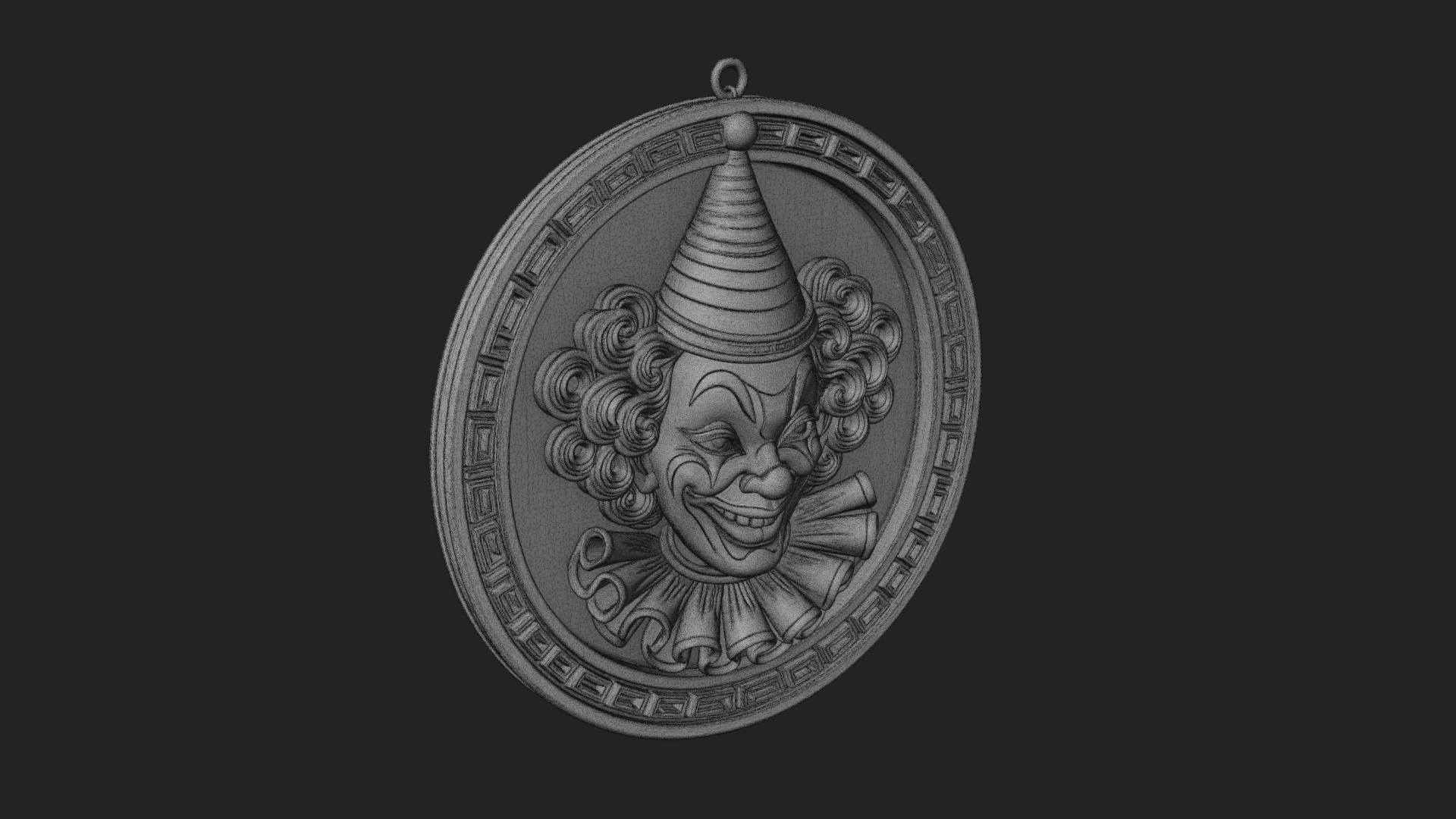 Circus Clown Oval Relief Plaque Design 3 3D Print Model 3D Model