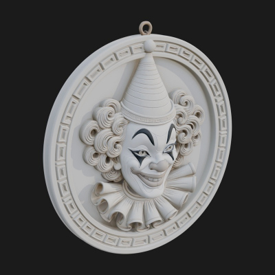 Circus Clown Oval Relief Plaque Design 3 3D Print Model
