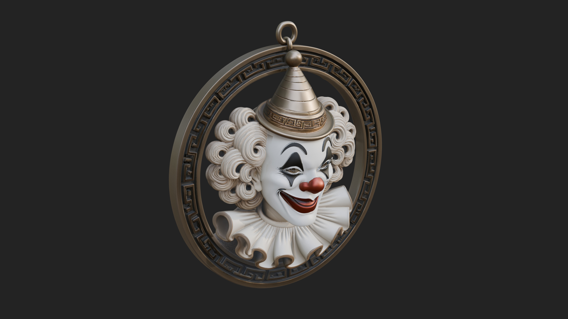 Circus Clown Oval Relief Plaque Design 4 3D Print Model 3D Model