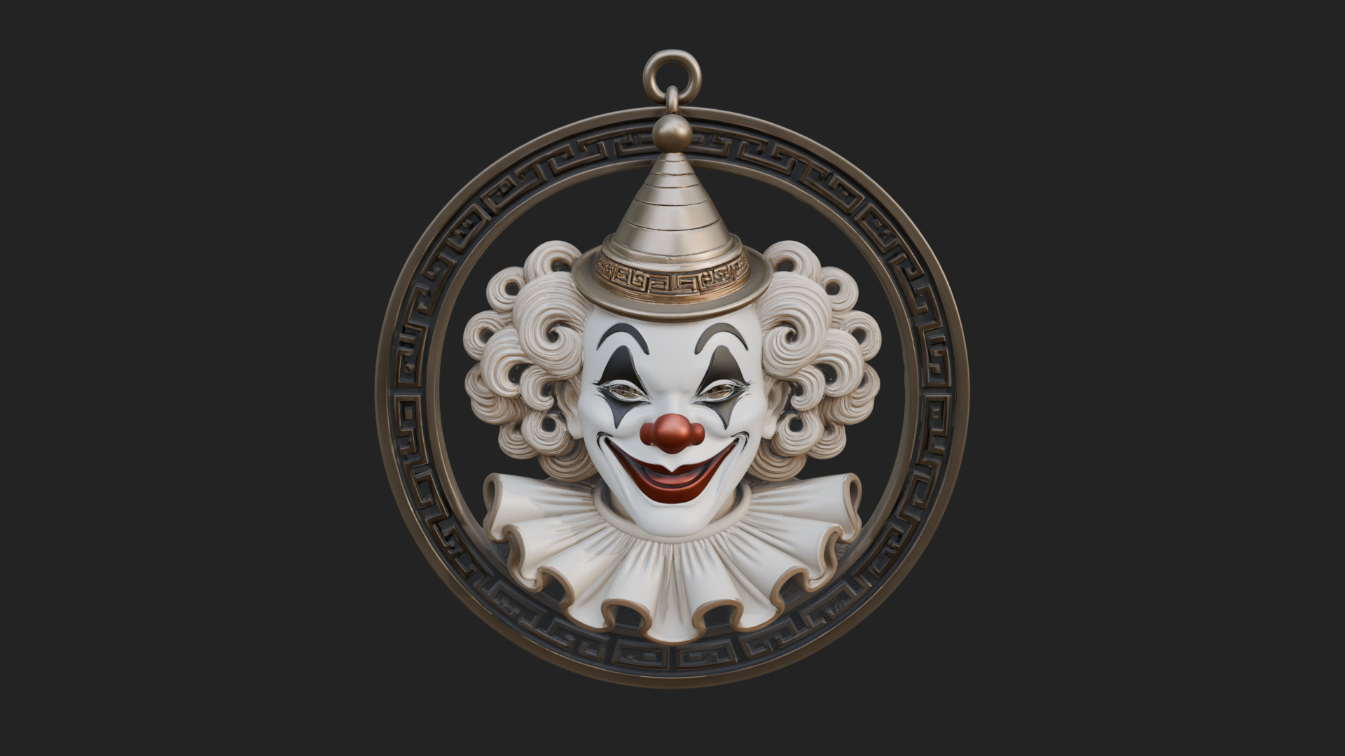 Circus Clown Oval Relief Plaque Design 4 3D Print Model 3D Model
