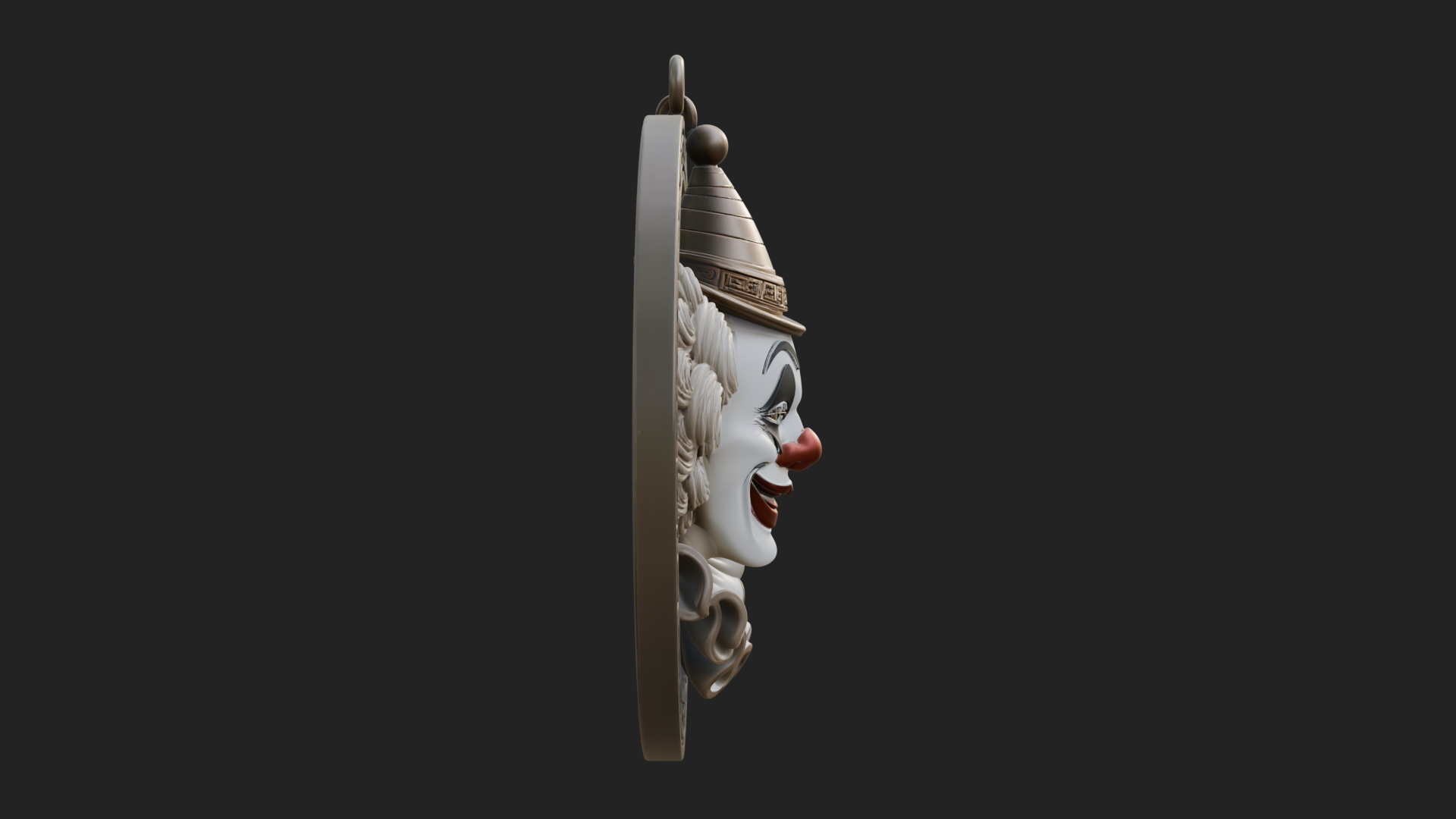 Circus Clown Oval Relief Plaque Design 4 3D Print Model 3D Model