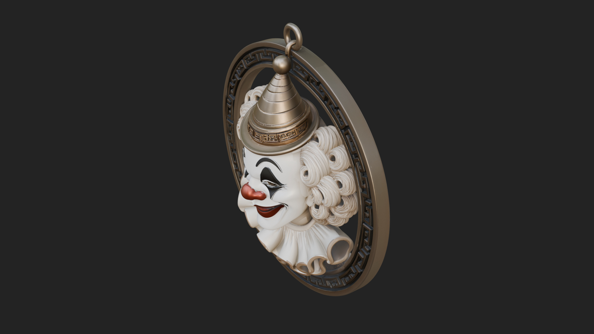Circus Clown Oval Relief Plaque Design 4 3D Print Model 3D Model