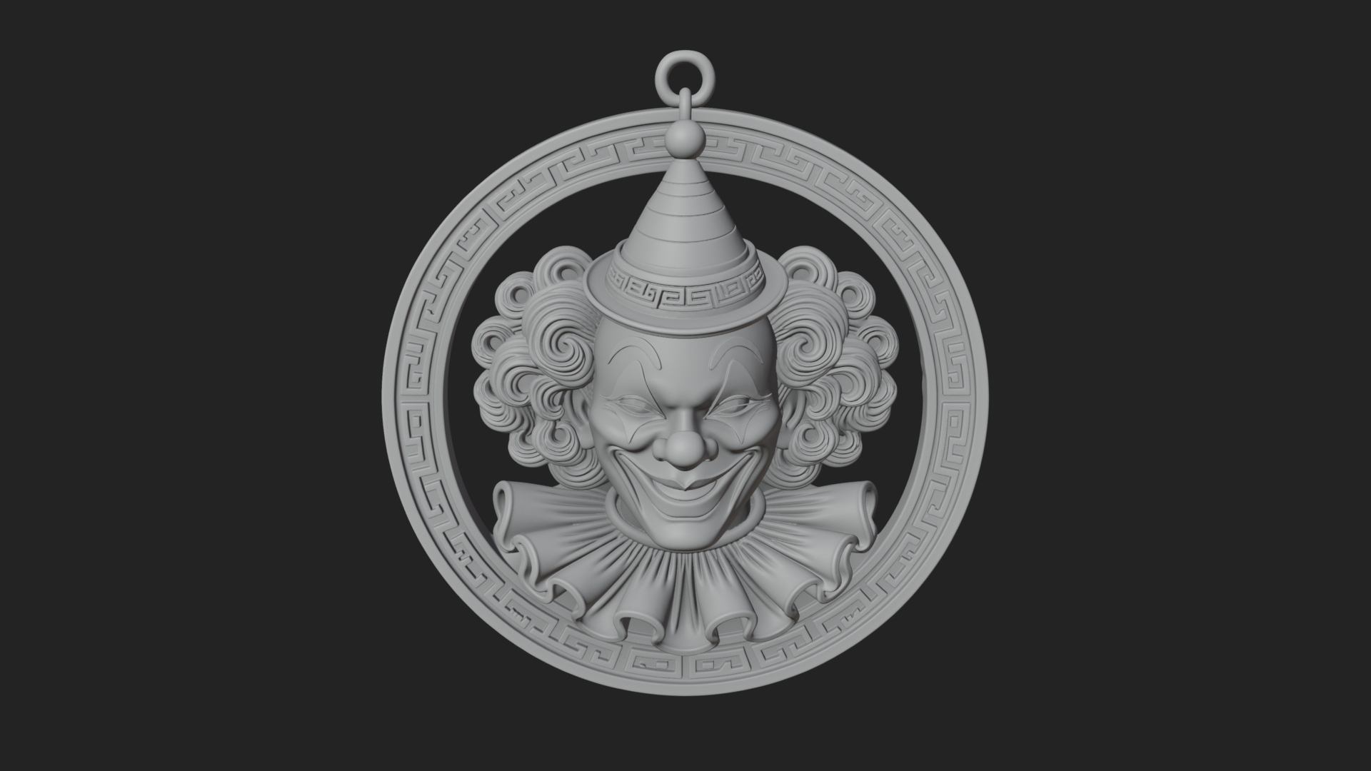 Circus Clown Oval Relief Plaque Design 4 3D Print Model 3D Model