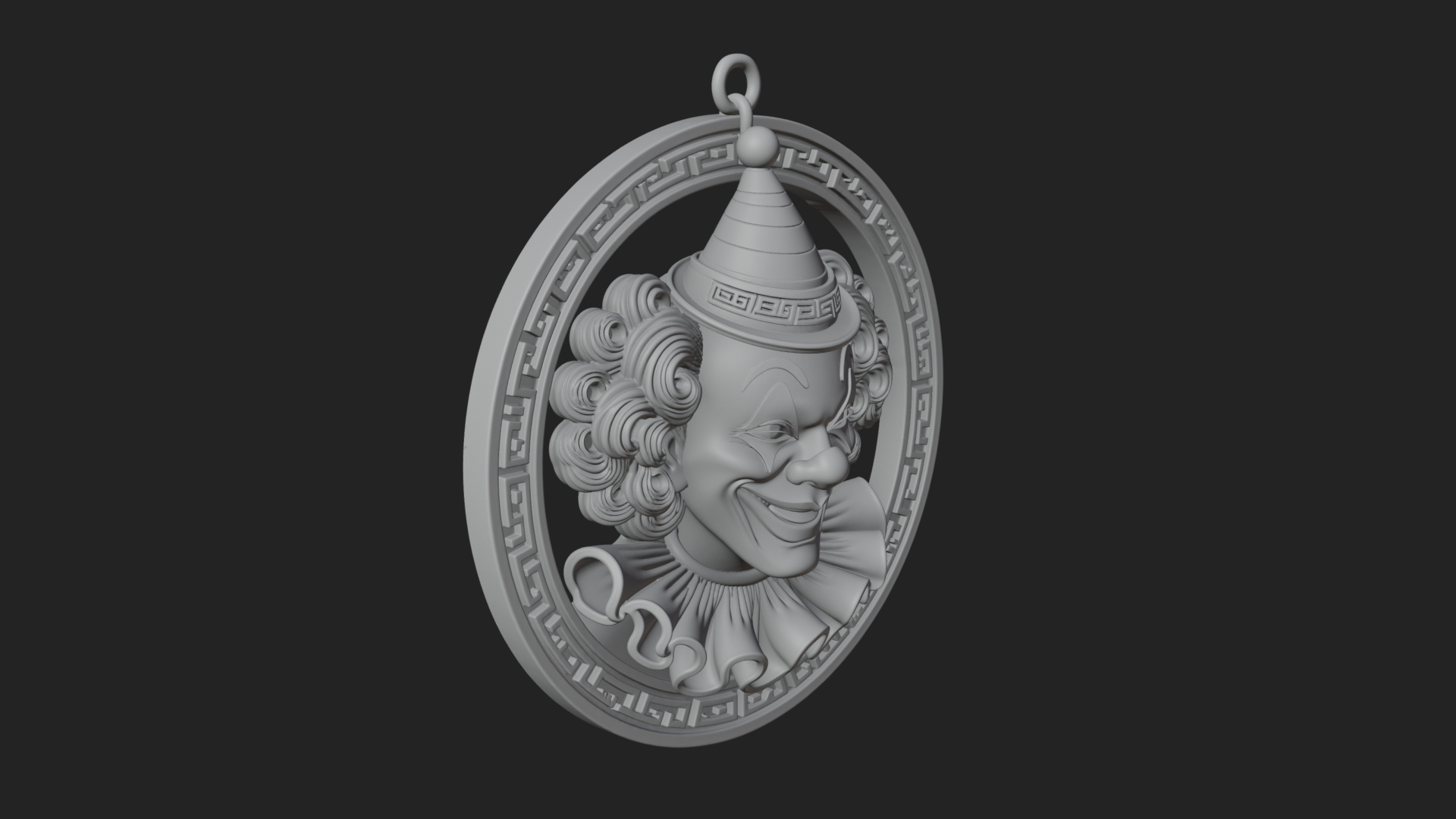 Circus Clown Oval Relief Plaque Design 4 3D Print Model 3D Model