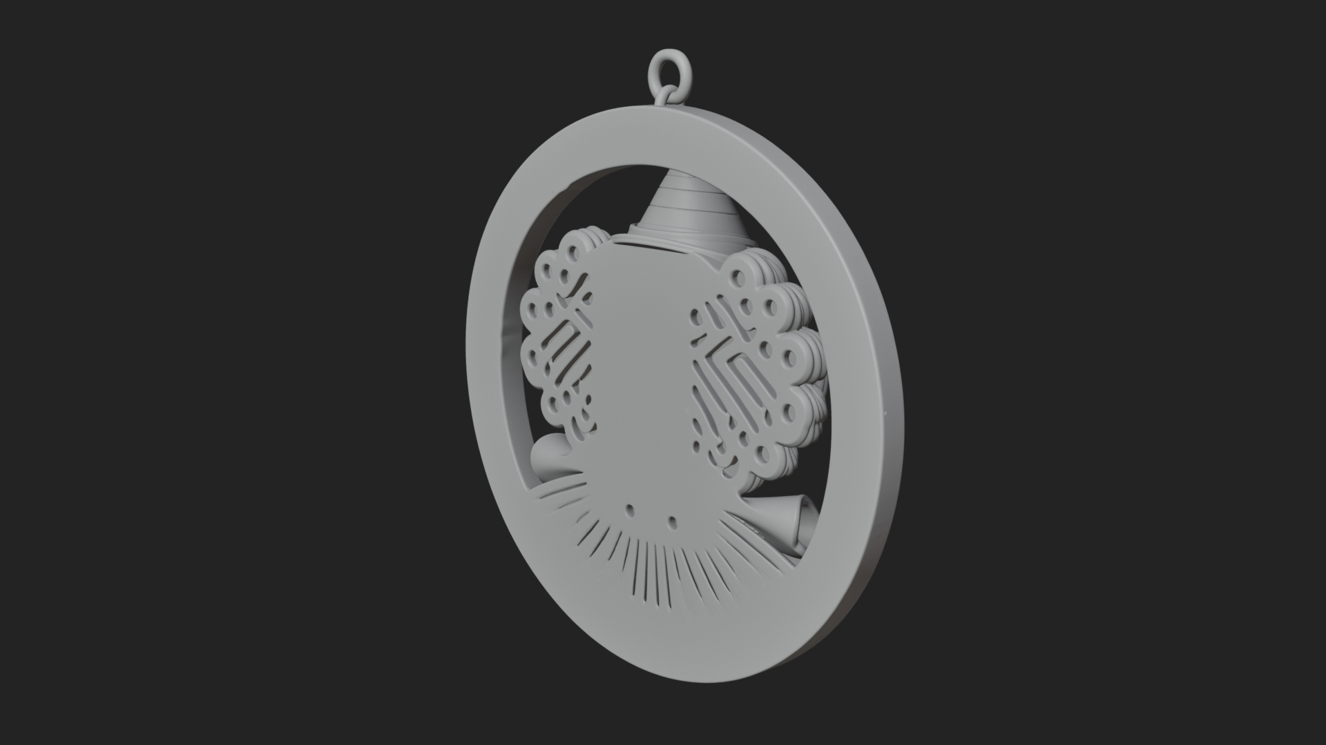 Circus Clown Oval Relief Plaque Design 4 3D Print Model 3D Model
