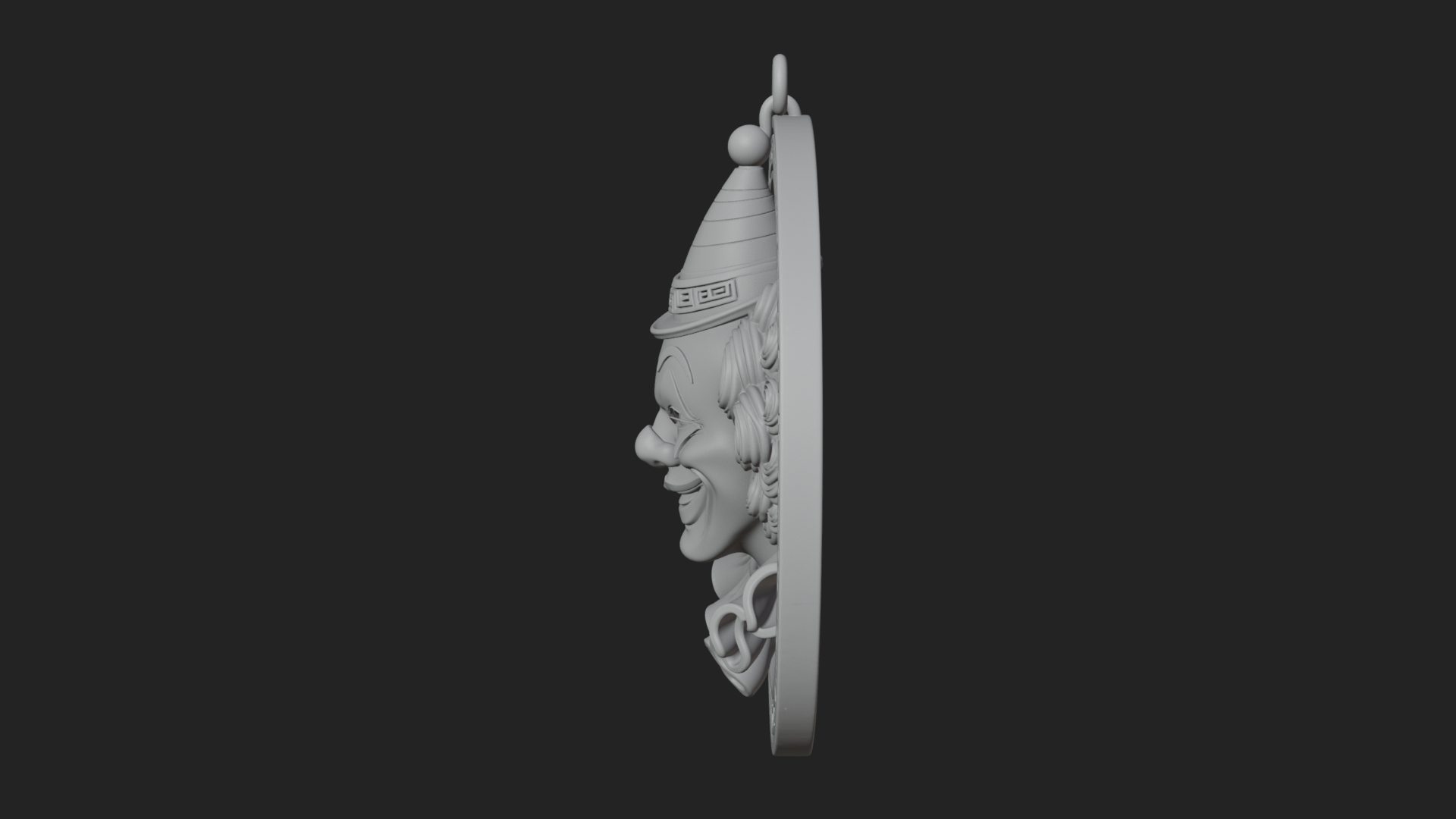 Circus Clown Oval Relief Plaque Design 4 3D Print Model 3D Model