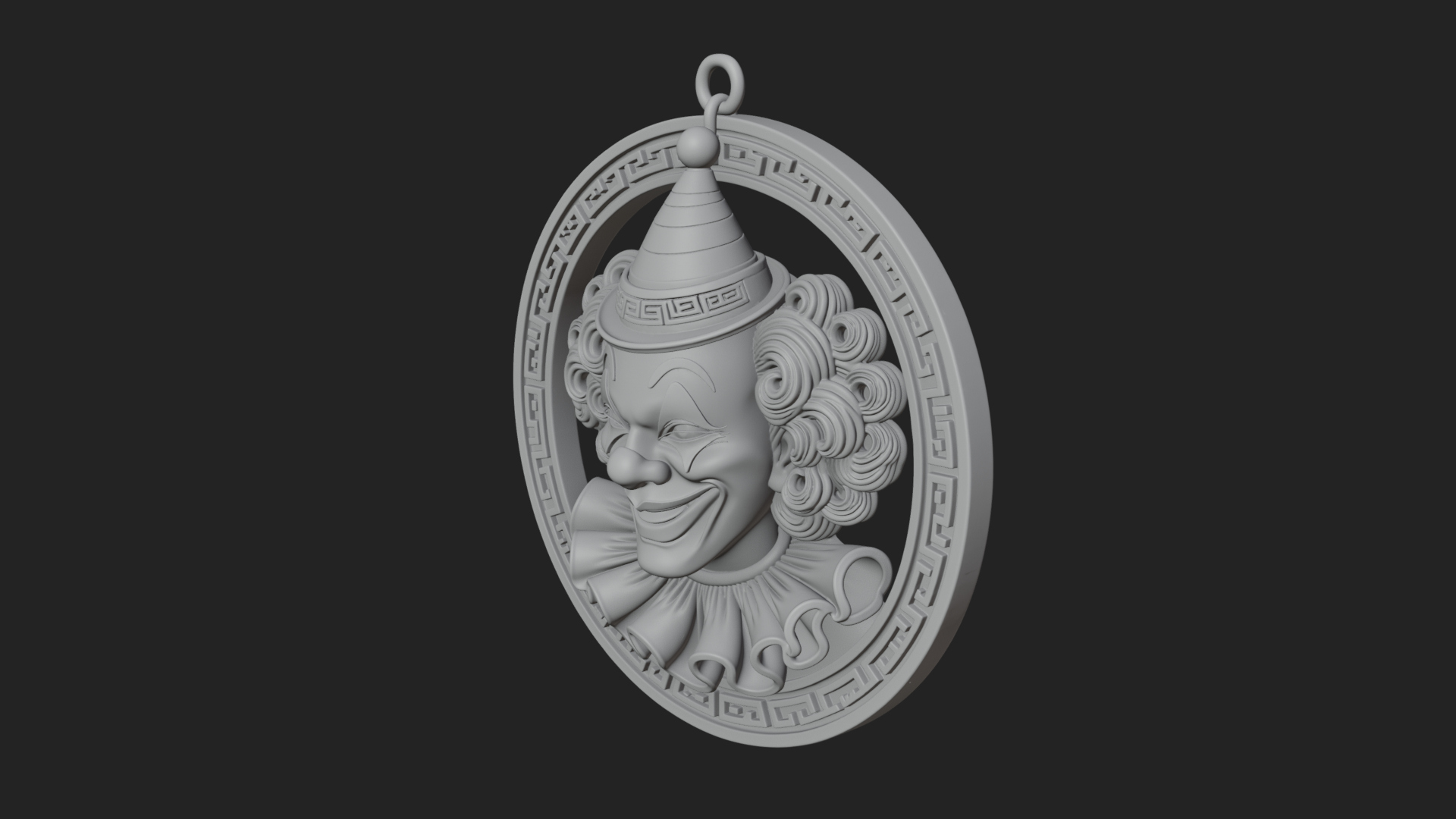 Circus Clown Oval Relief Plaque Design 4 3D Print Model 3D Model
