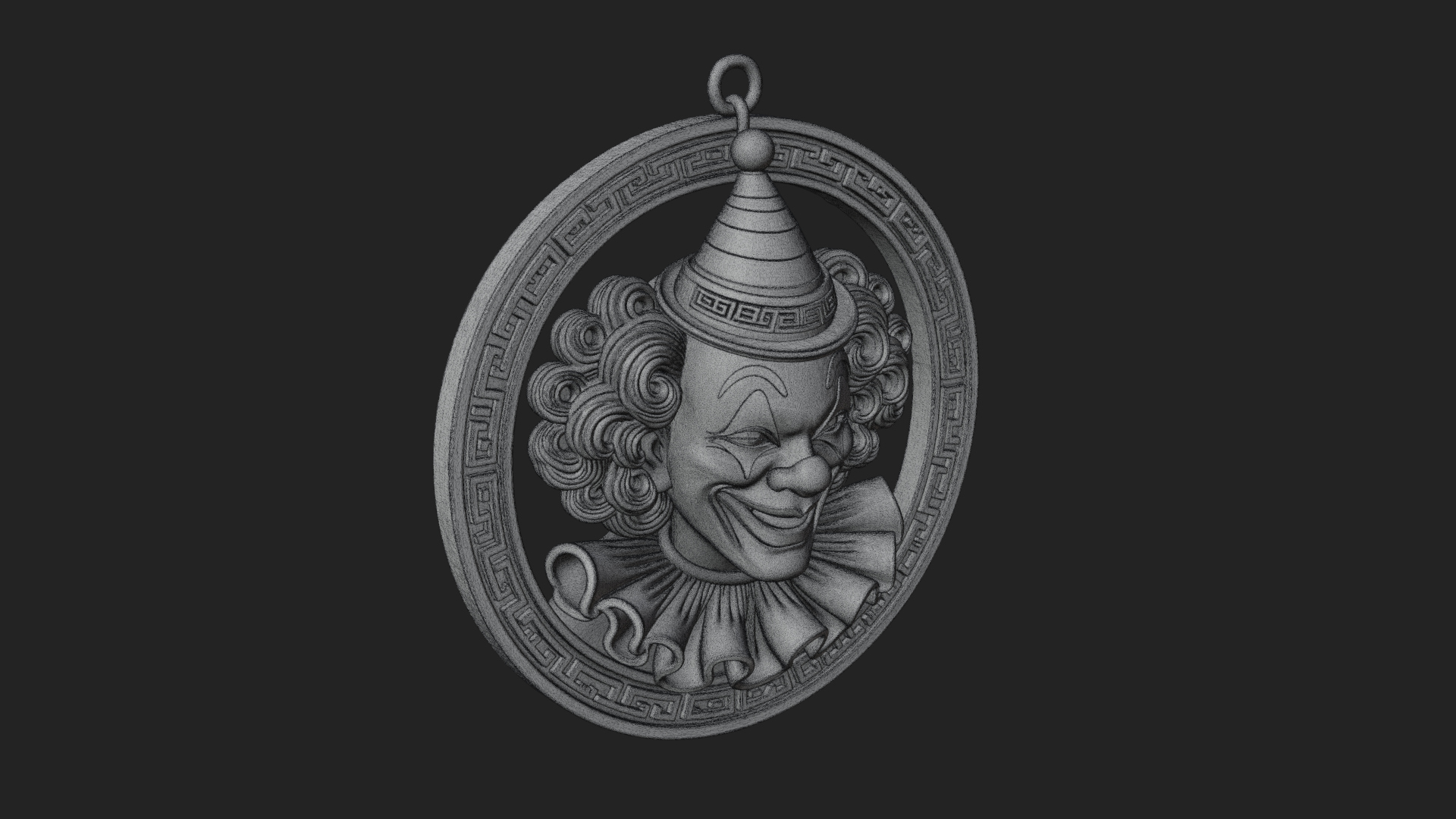 Circus Clown Oval Relief Plaque Design 4 3D Print Model 3D Model