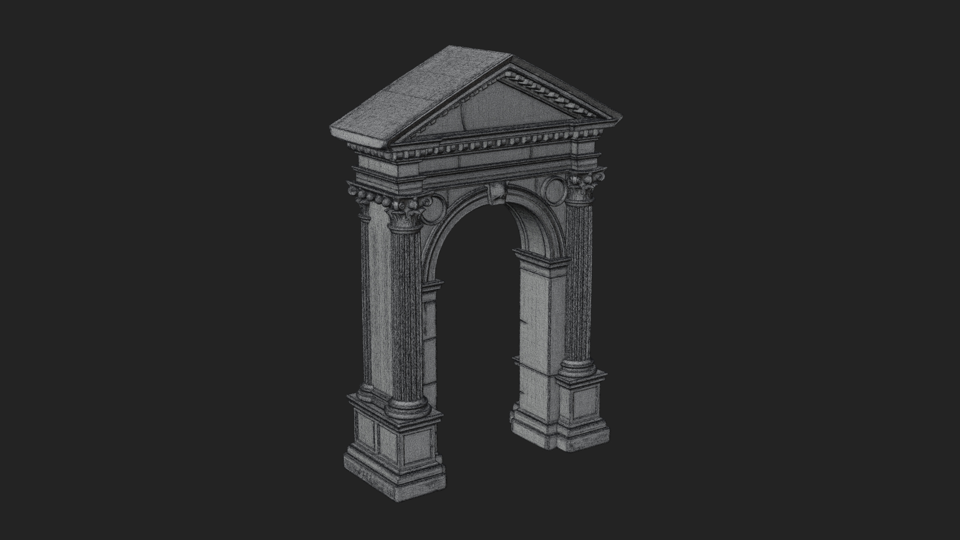 Classical Pediment Gate Design 5 3D Print Model 3D Model