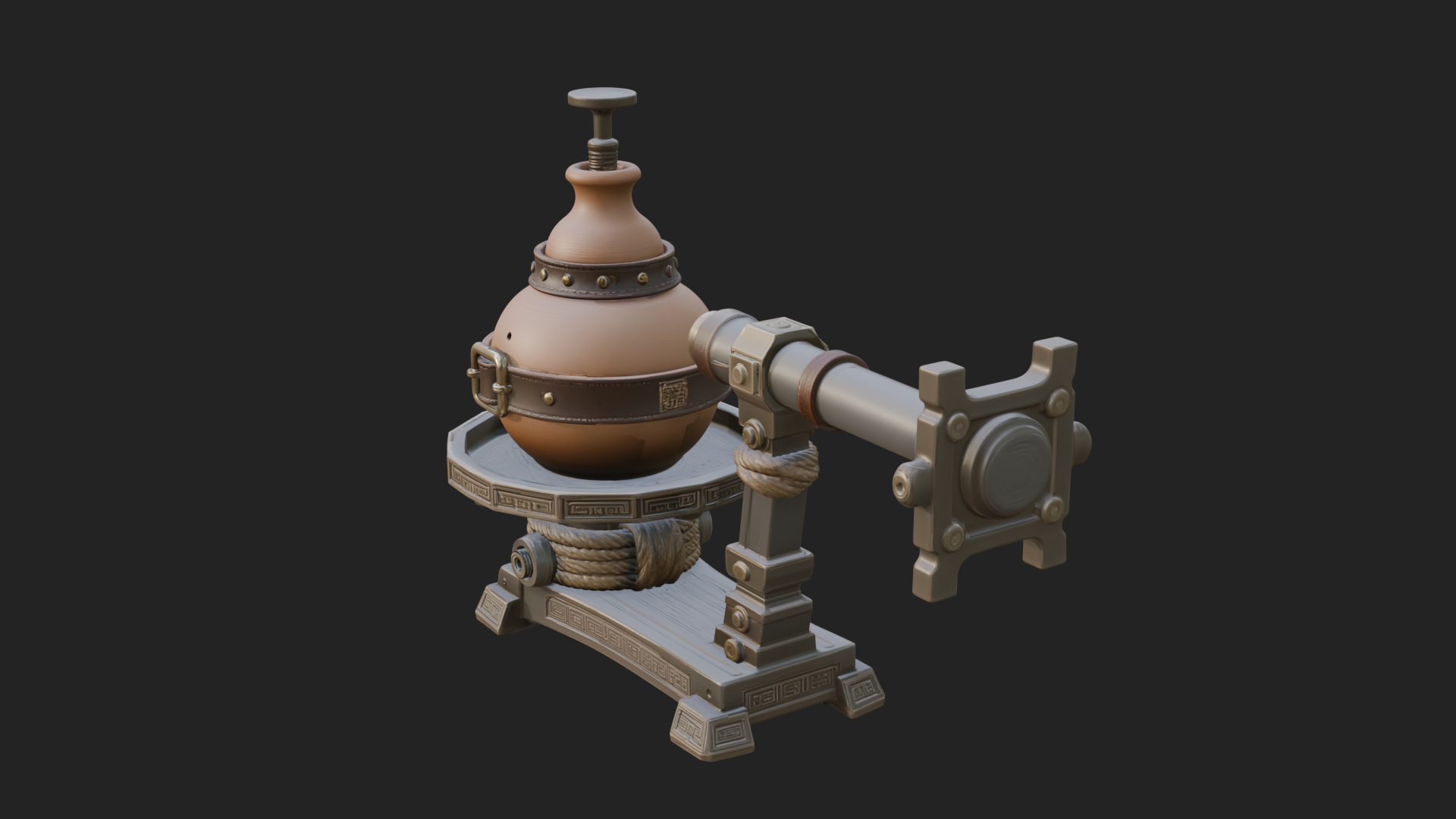 Clay Pot Fire Thrower Model Design 2 3D Print Model 3D Model