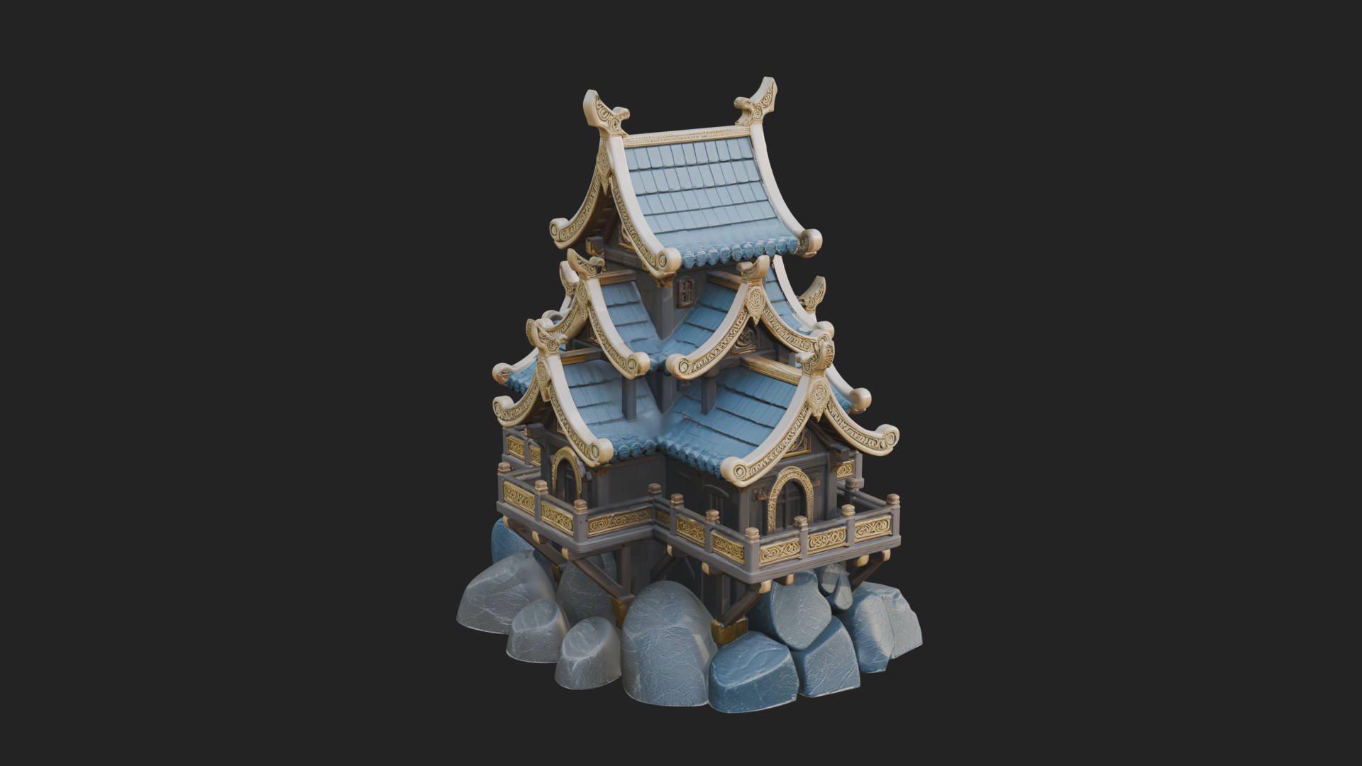 Cliff Pagoda House Design 1 3D Print Model 3D Model