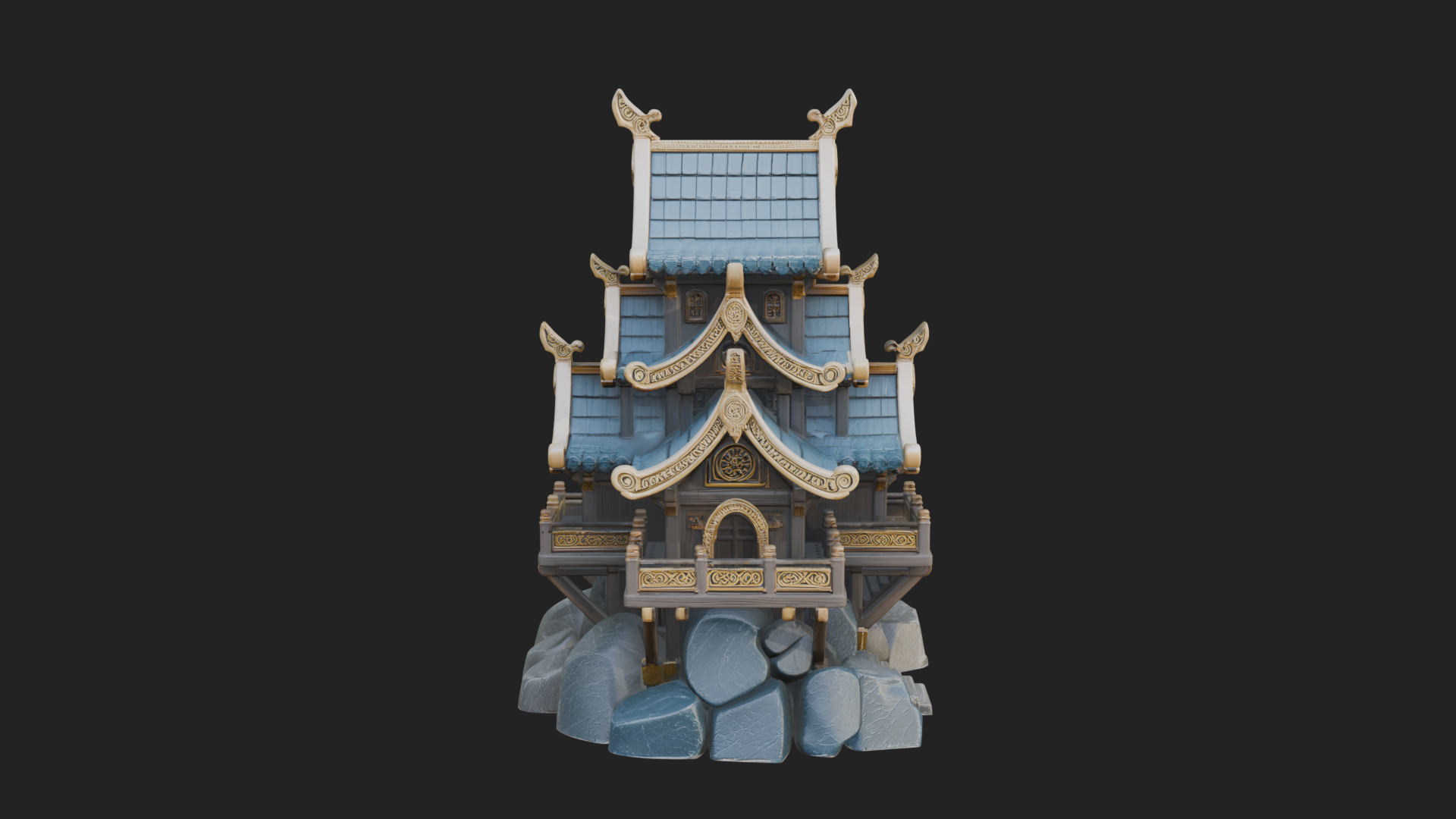 Cliff Pagoda House Design 1 3D Print Model 3D Model