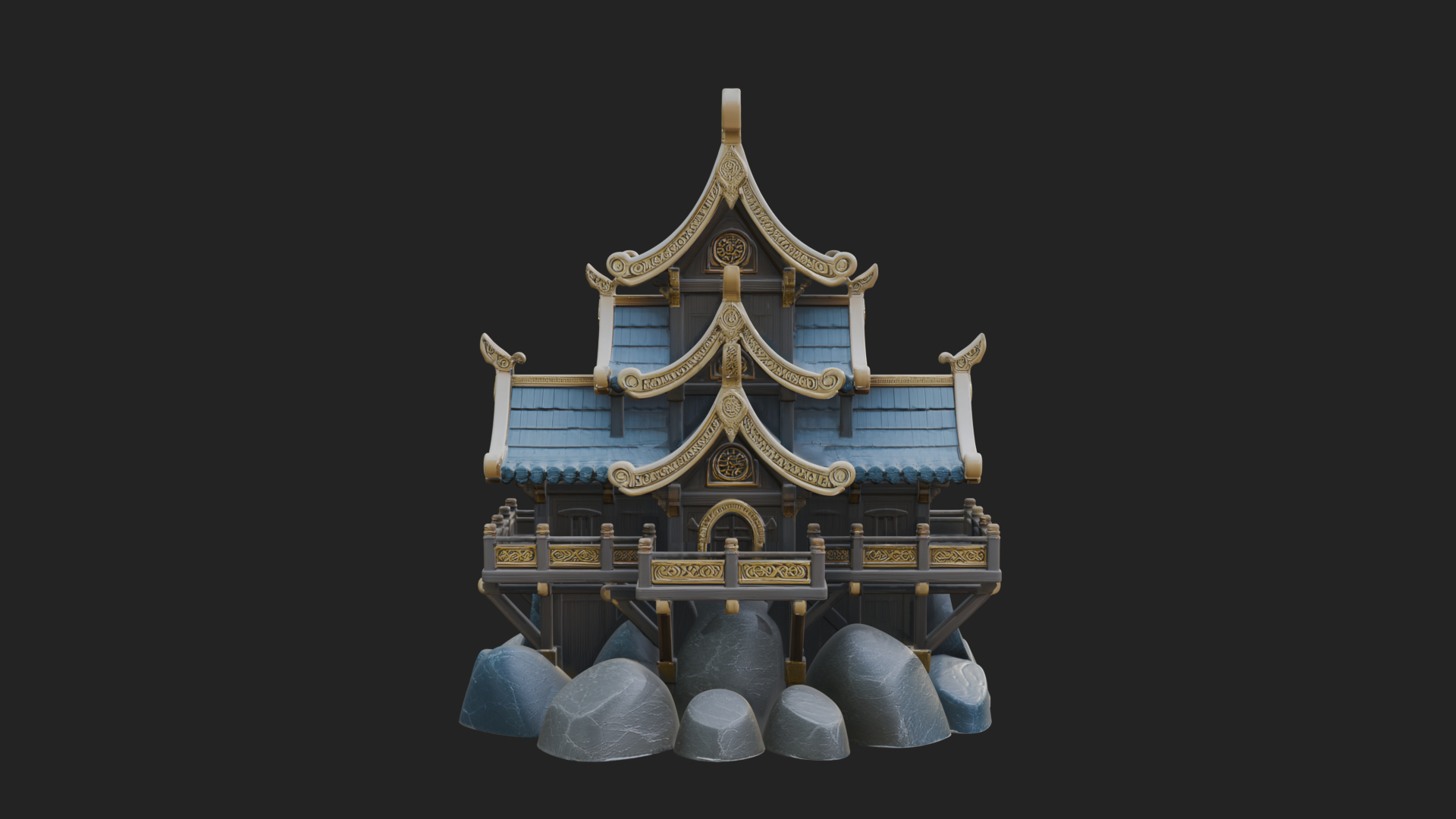 Cliff Pagoda House Design 1 3D Print Model 3D Model