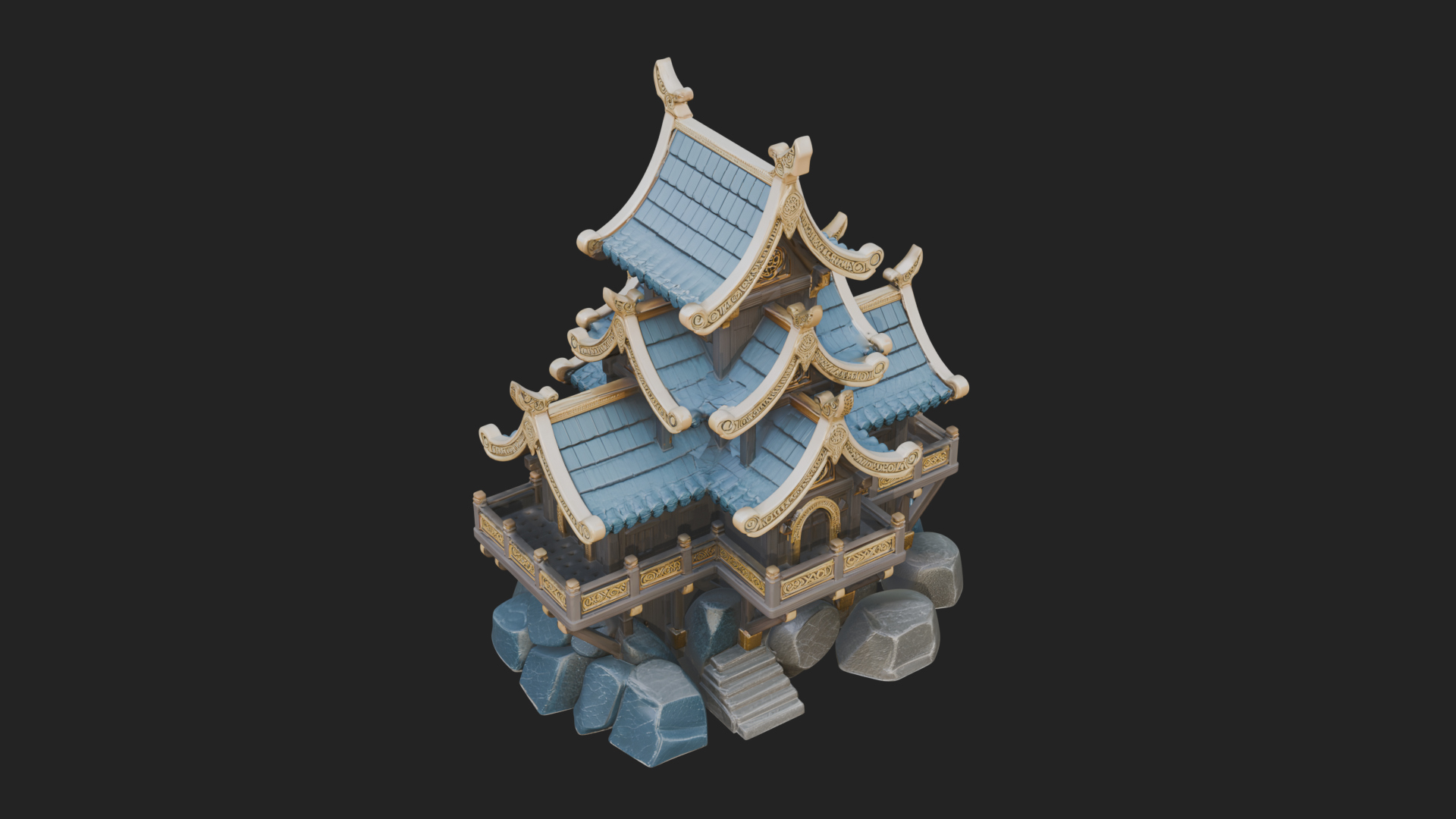 Cliff Pagoda House Design 1 3D Print Model 3D Model