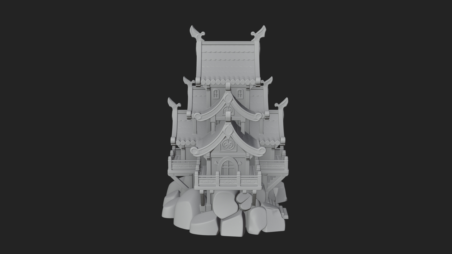 Cliff Pagoda House Design 1 3D Print Model 3D Model