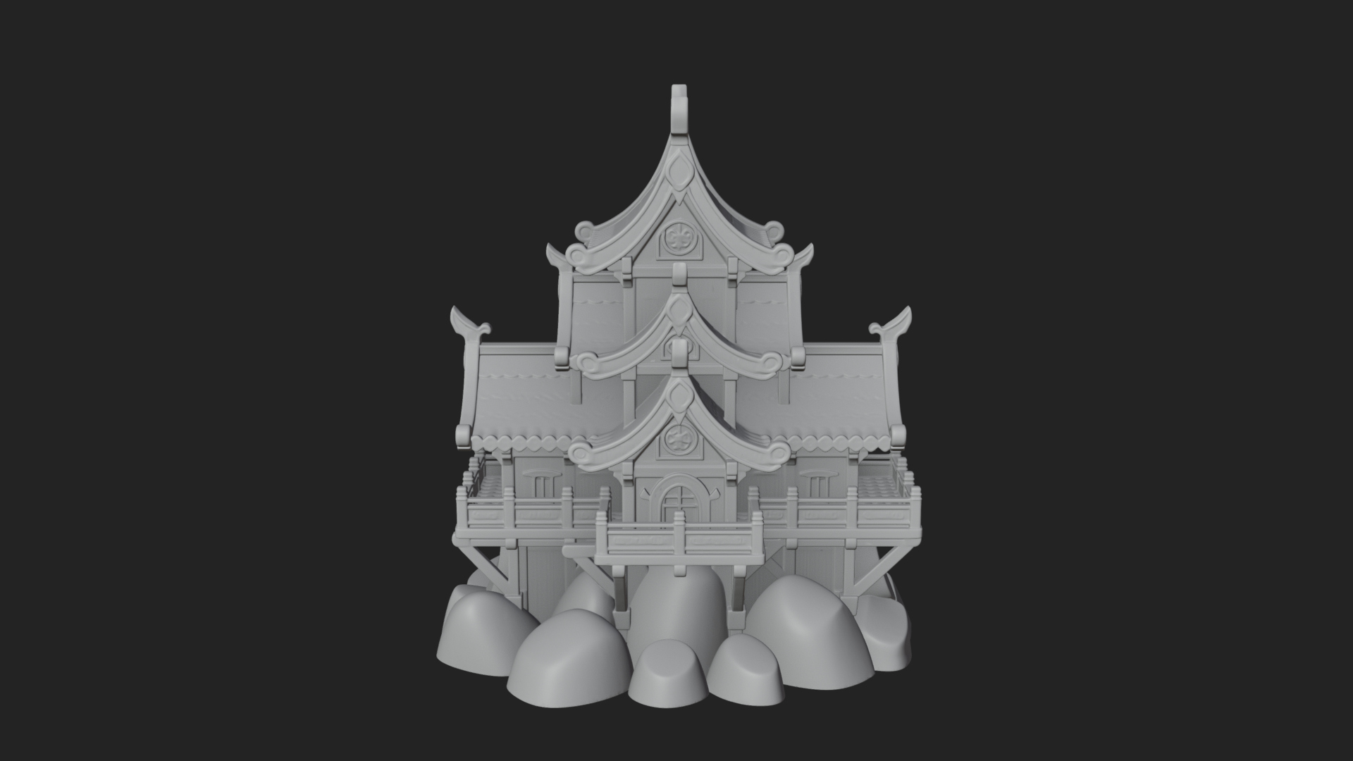 Cliff Pagoda House Design 1 3D Print Model 3D Model