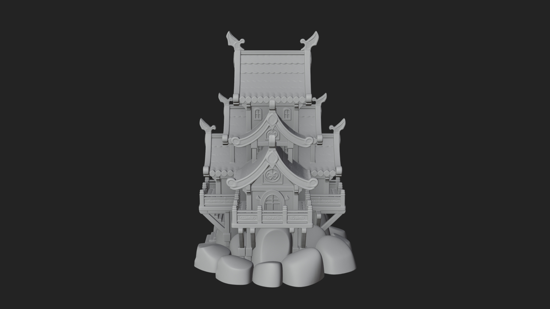Cliff Pagoda House Design 1 3D Print Model 3D Model