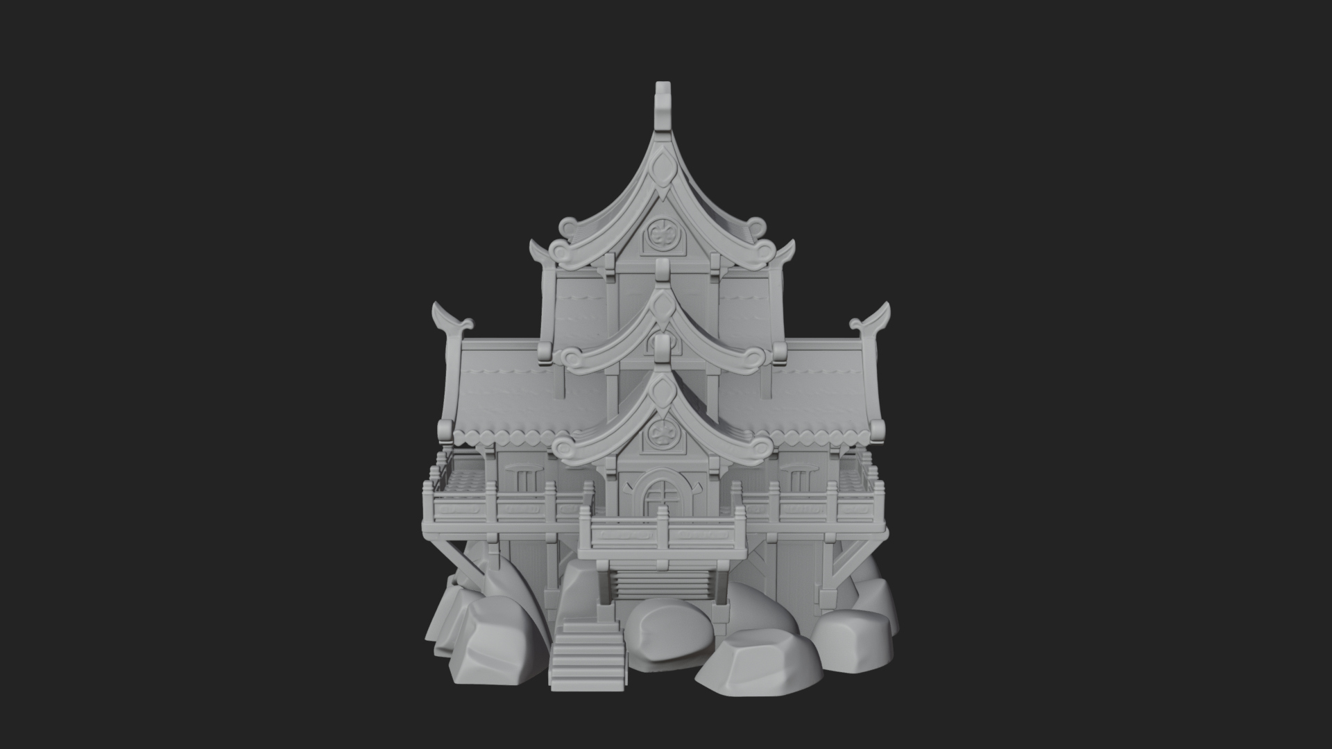 Cliff Pagoda House Design 1 3D Print Model 3D Model