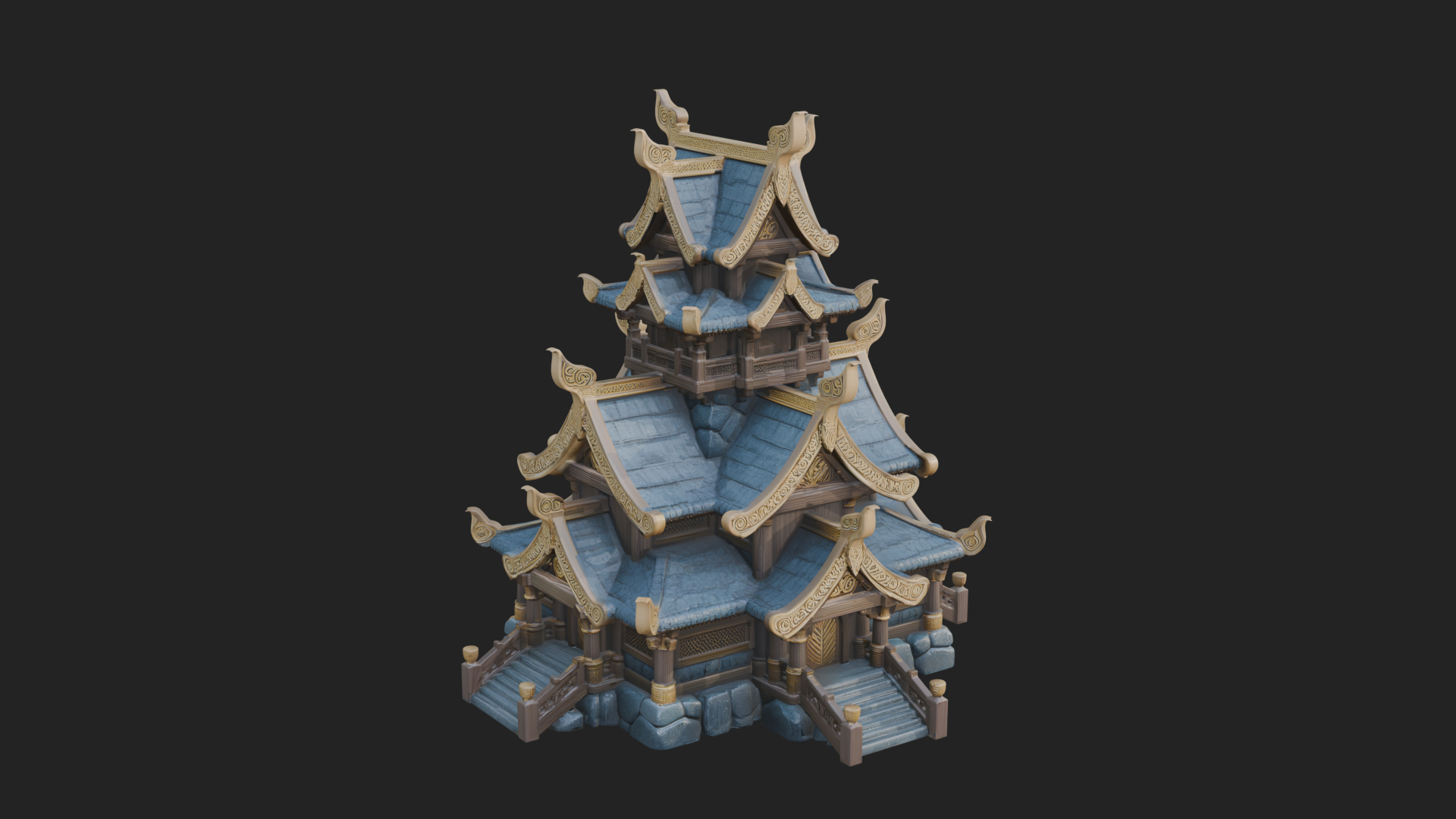 Cliff Pagoda House Design 2 3D Print Model 3D Model