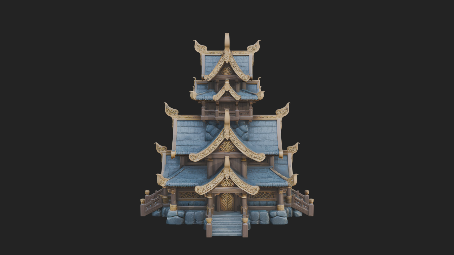 Cliff Pagoda House Design 2 3D Print Model 3D Model