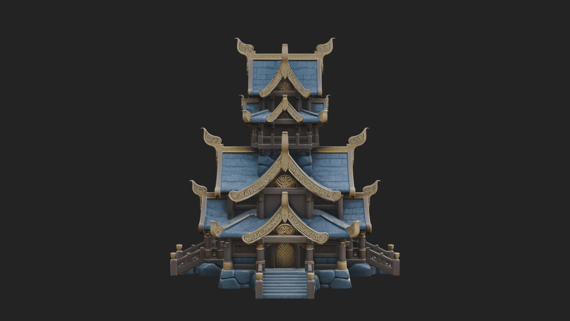 Cliff Pagoda House Design 2 3D Print Model 3D Model