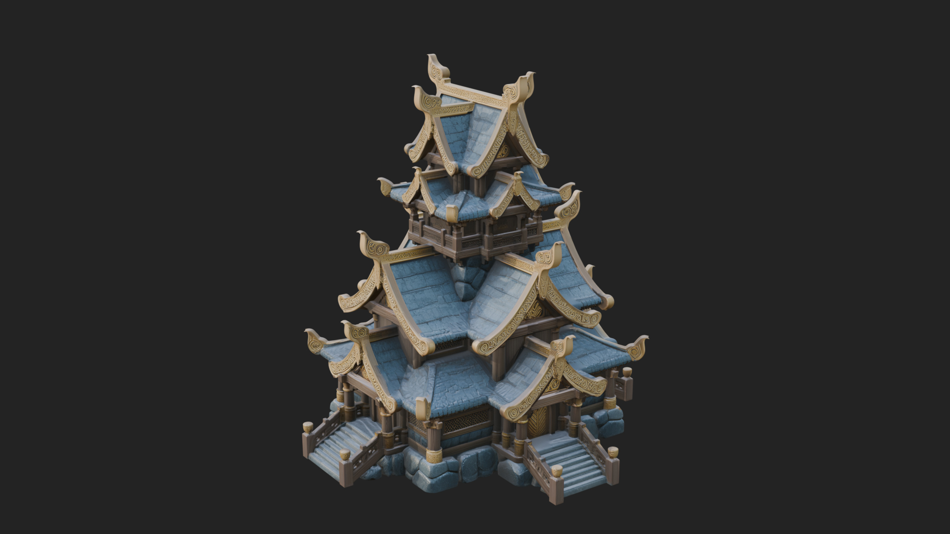 Cliff Pagoda House Design 2 3D Print Model 3D Model