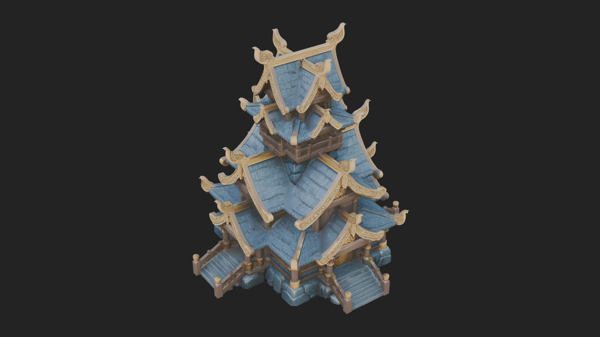 Cliff Pagoda House Design 2 3D Print Model 3D Model