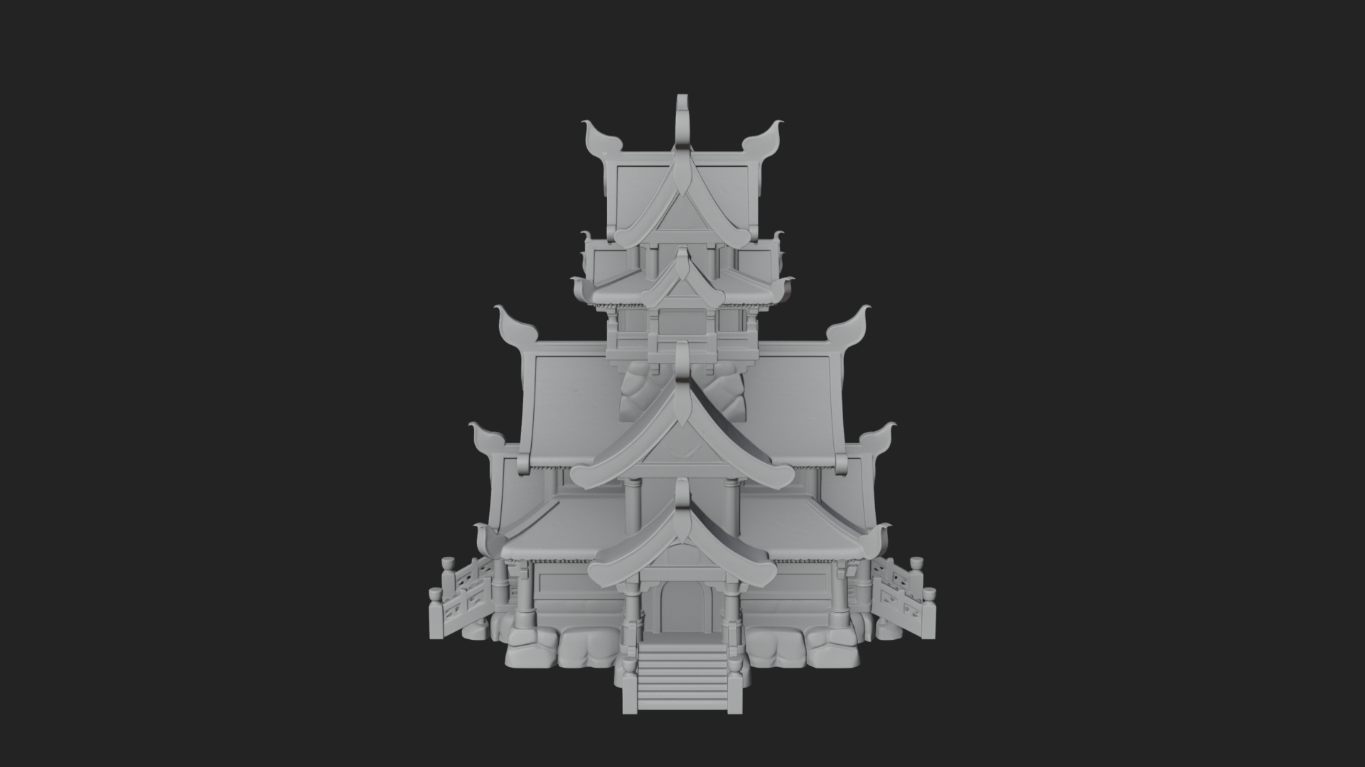 Cliff Pagoda House Design 2 3D Print Model 3D Model
