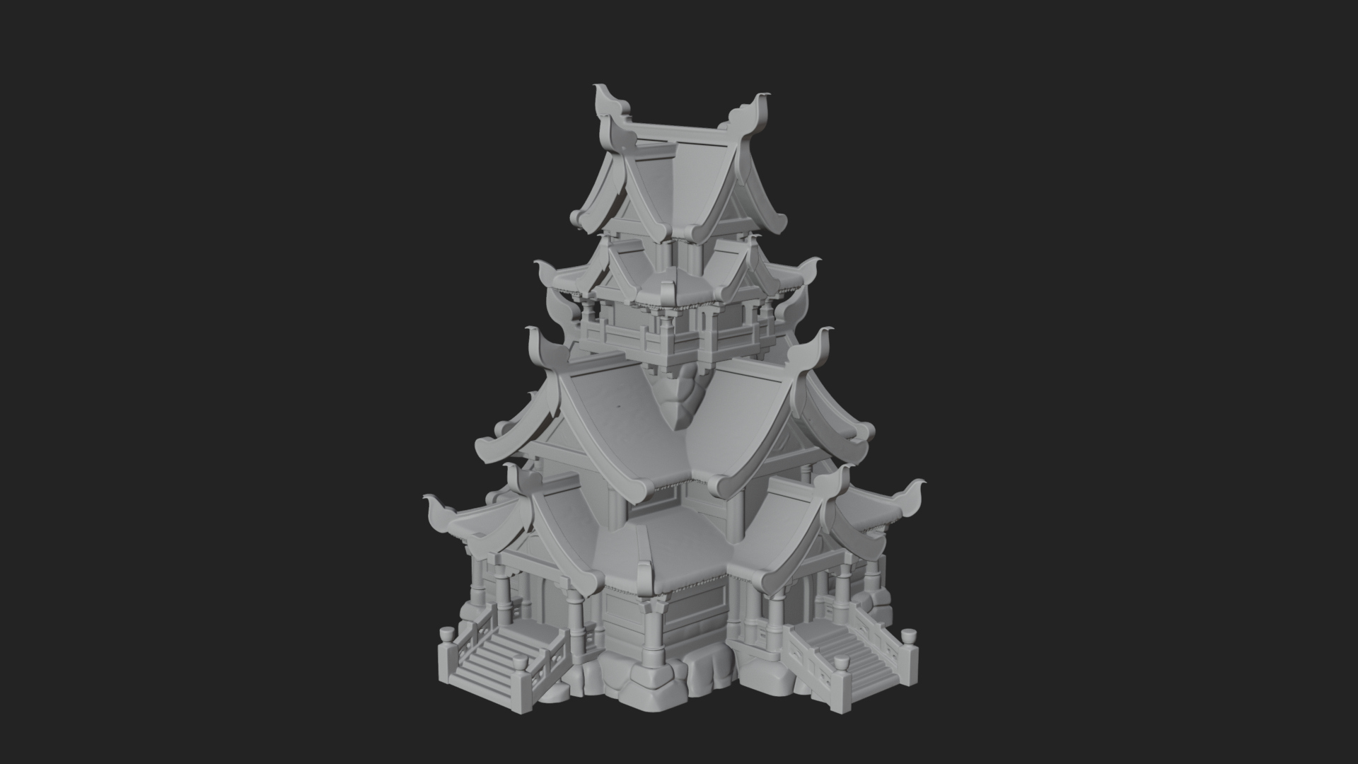 Cliff Pagoda House Design 2 3D Print Model 3D Model