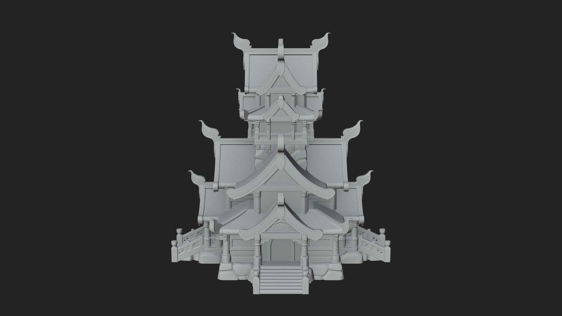 Cliff Pagoda House Design 2 3D Print Model 3D Model