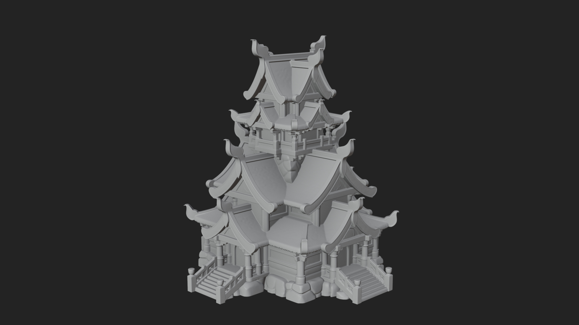 Cliff Pagoda House Design 2 3D Print Model 3D Model