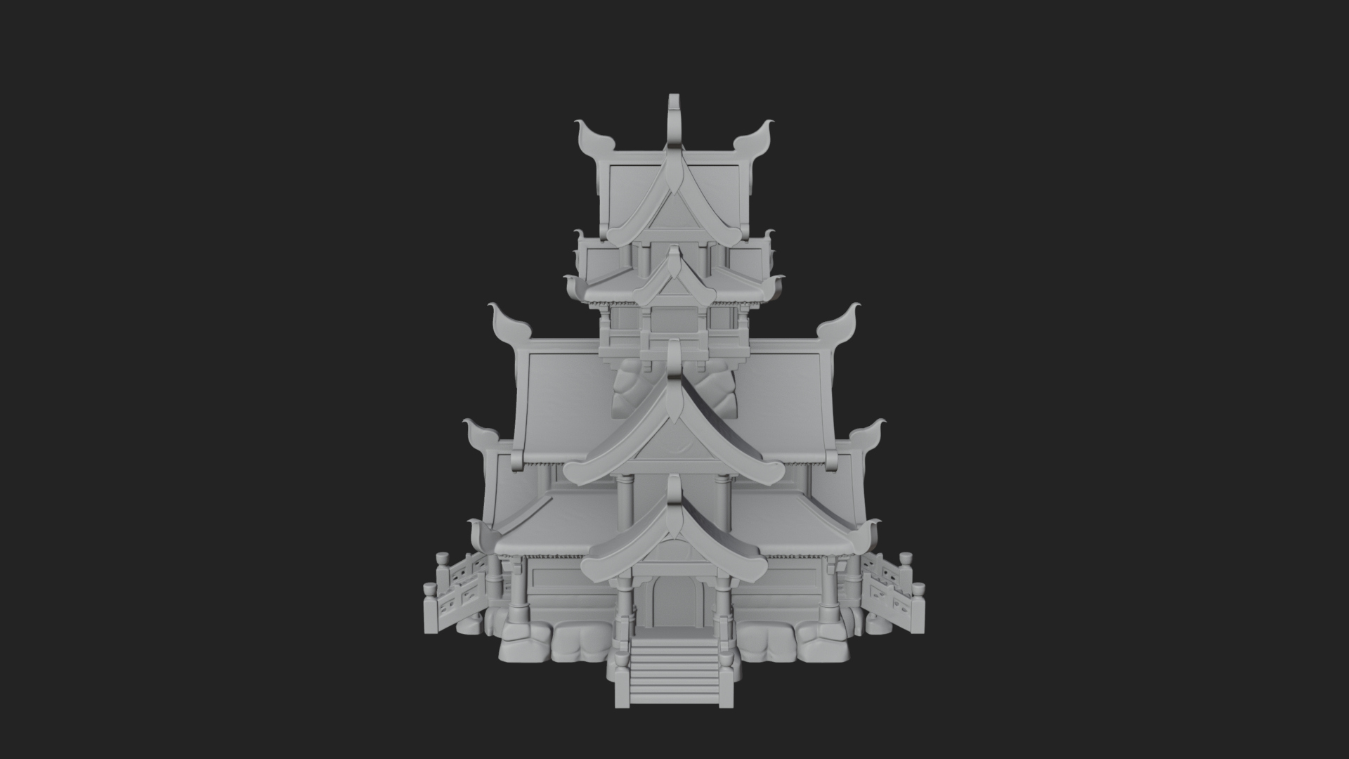 Cliff Pagoda House Design 2 3D Print Model 3D Model