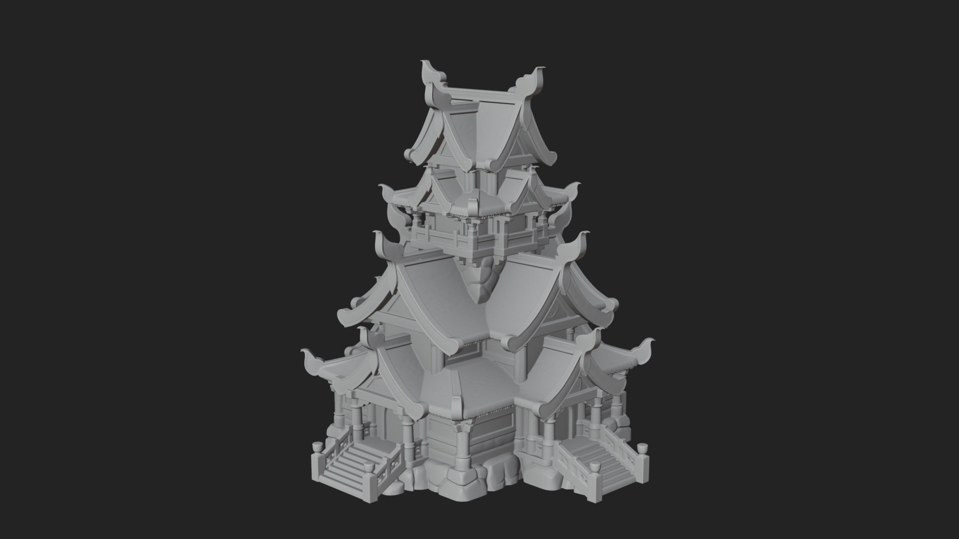 Cliff Pagoda House Design 2 3D Print Model 3D Model