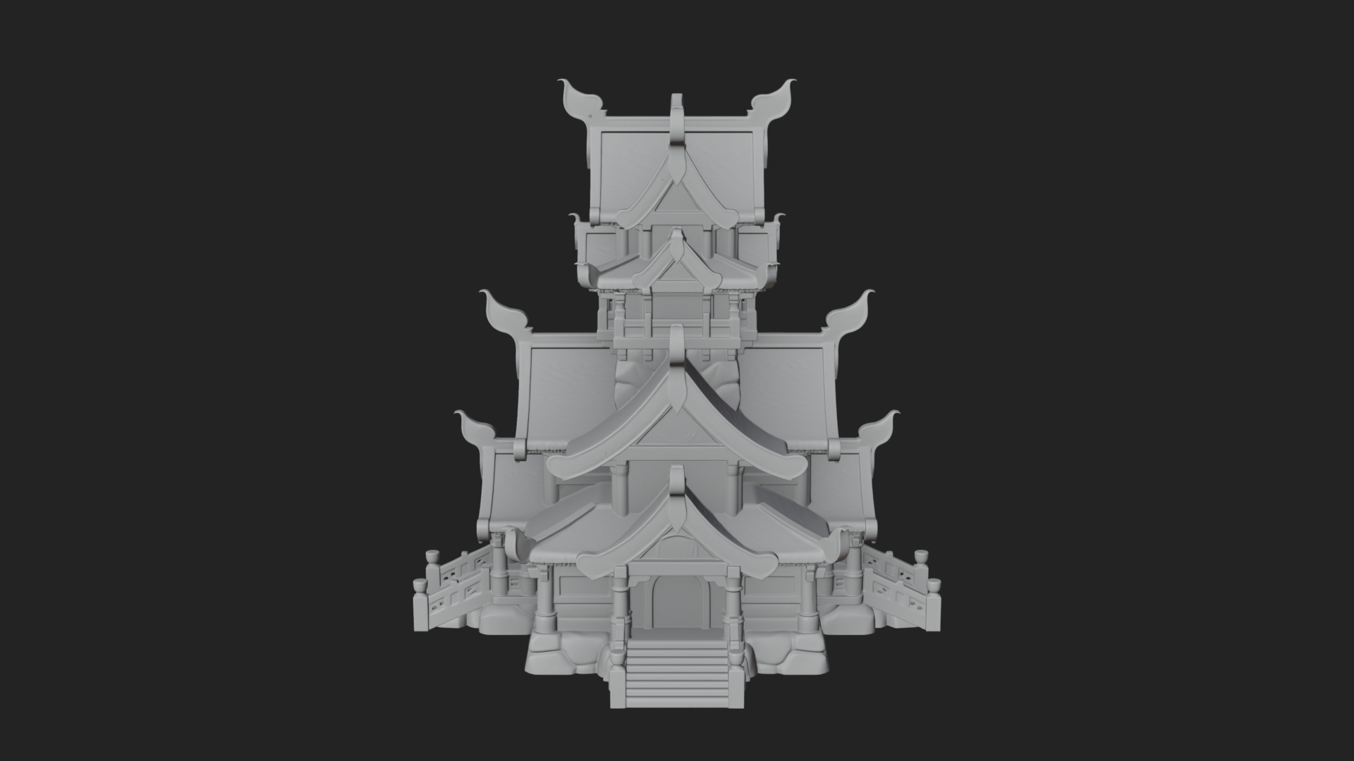 Cliff Pagoda House Design 2 3D Print Model 3D Model