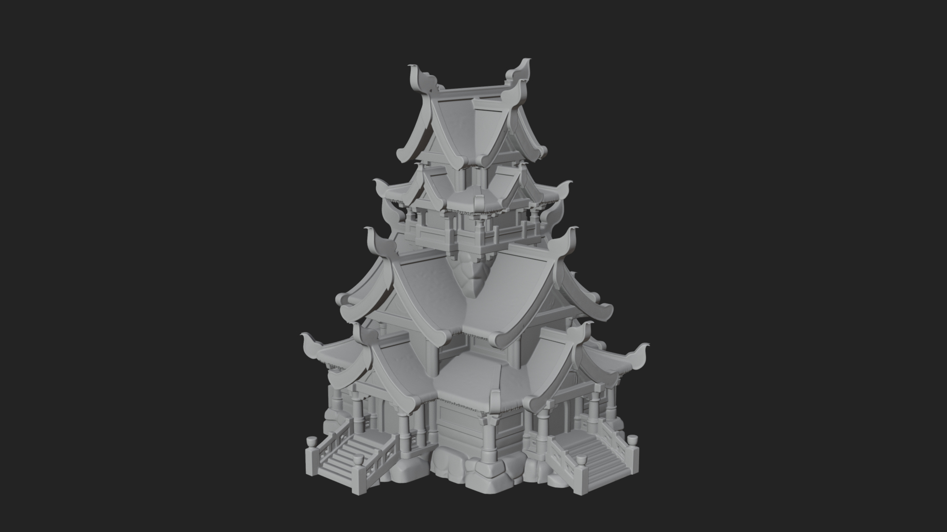 Cliff Pagoda House Design 2 3D Print Model 3D Model