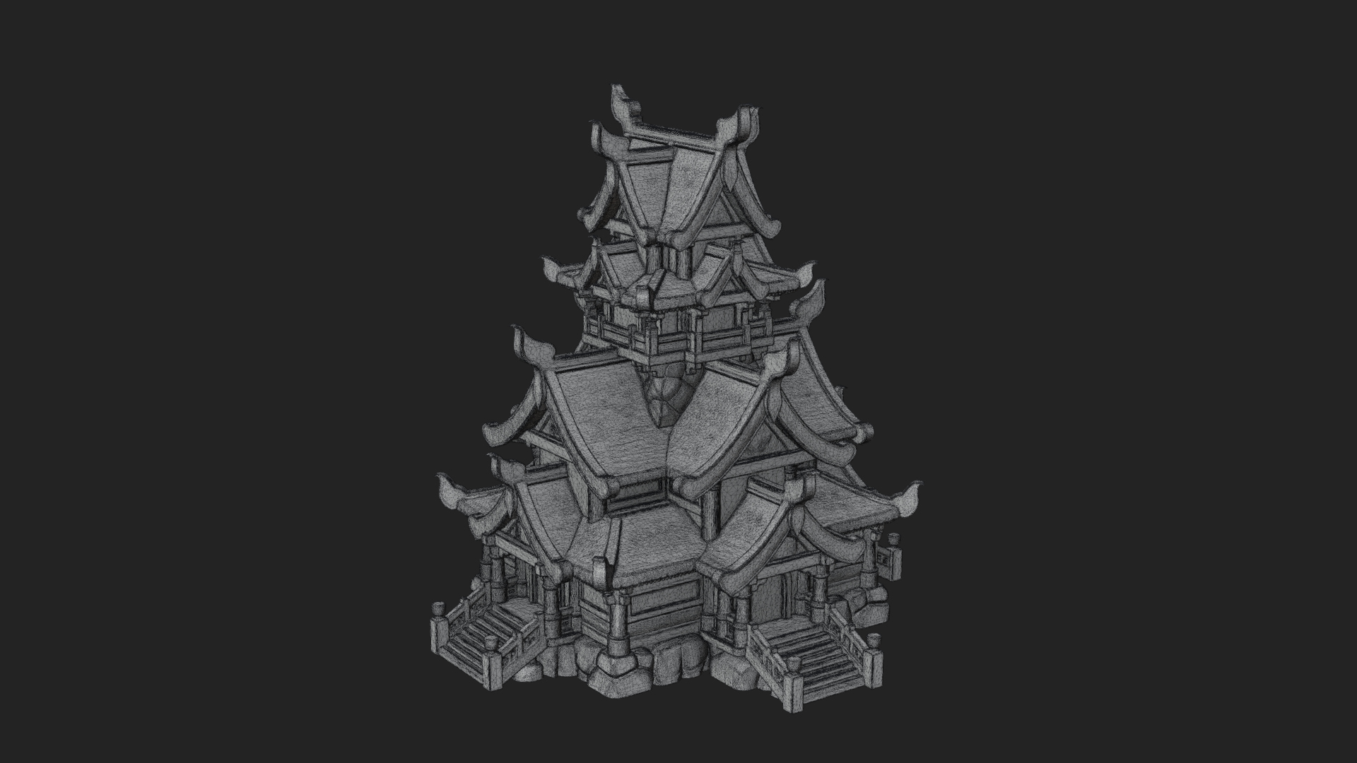 Cliff Pagoda House Design 2 3D Print Model 3D Model
