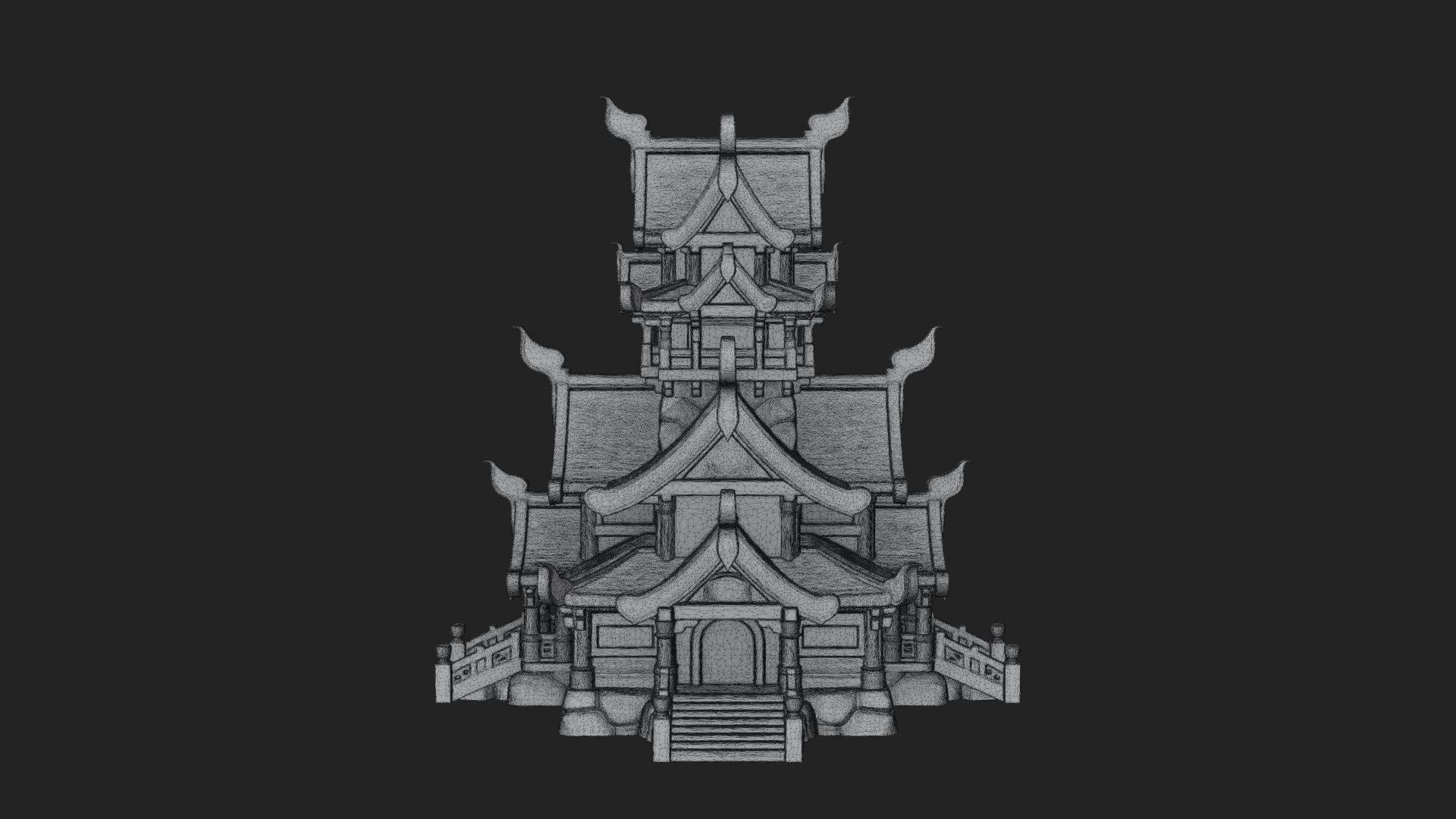 Cliff Pagoda House Design 2 3D Print Model 3D Model
