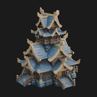 Cliff Pagoda House Design 2 3D Print Model