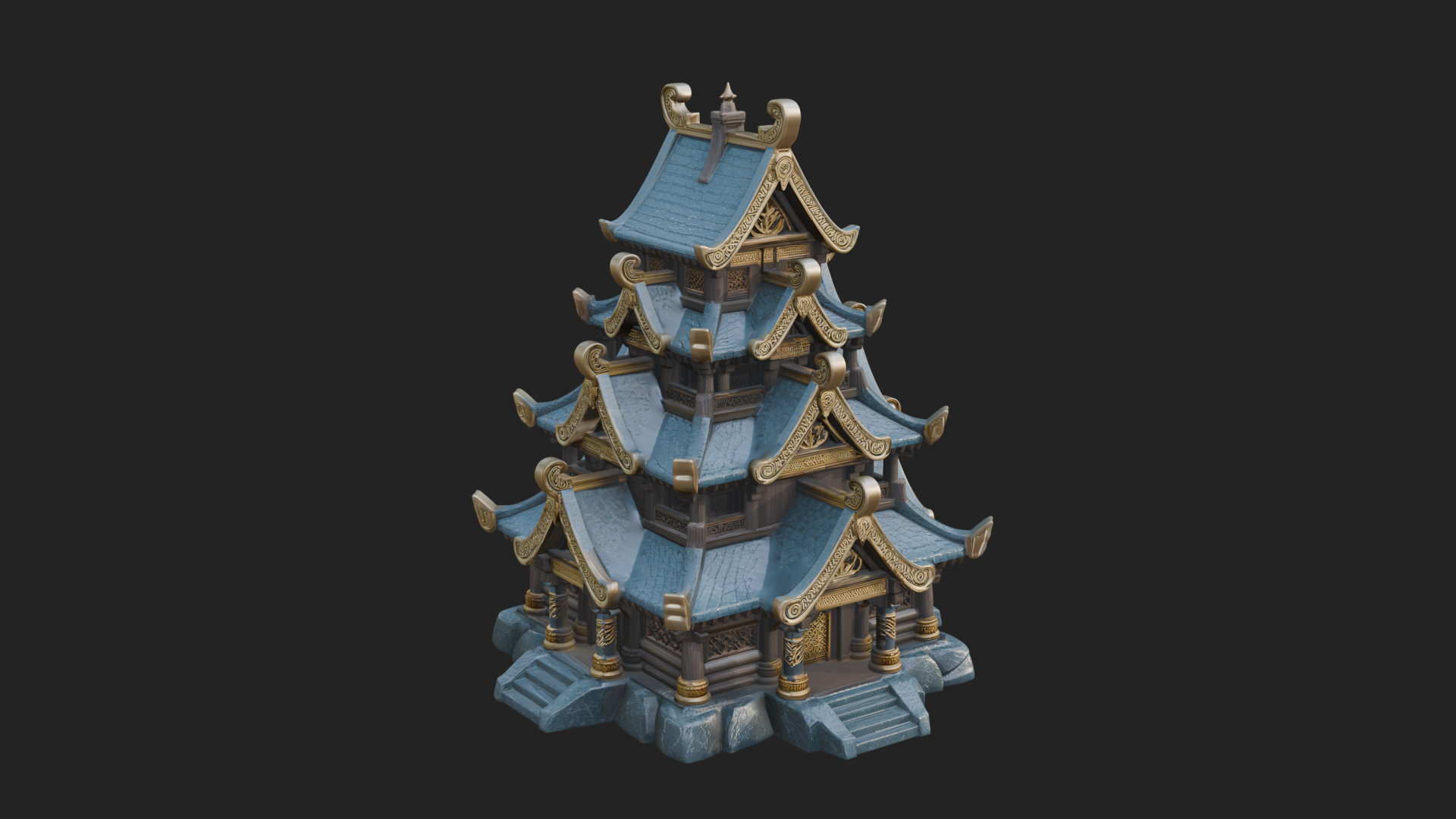 Cliff Pagoda House Design 3 3D Print Model 3D Model