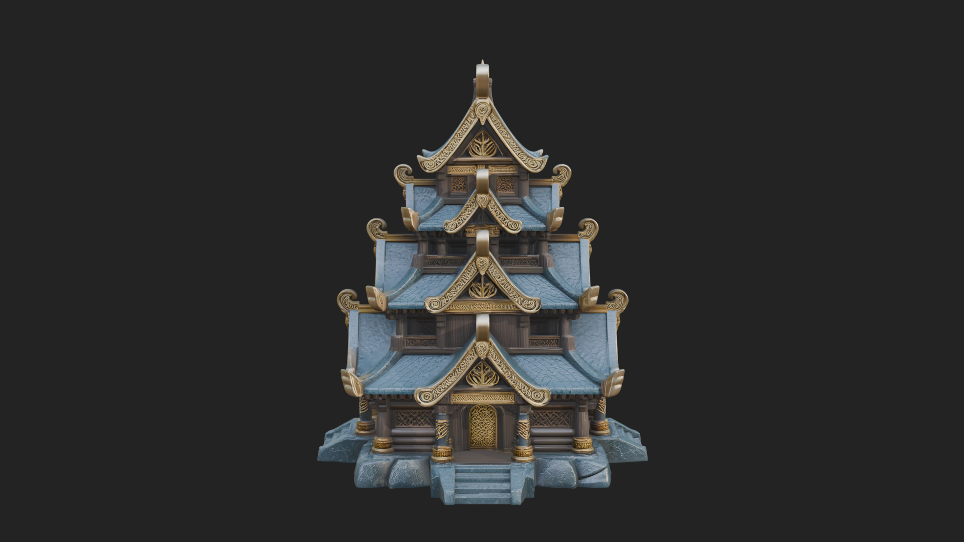 Cliff Pagoda House Design 3 3D Print Model 3D Model
