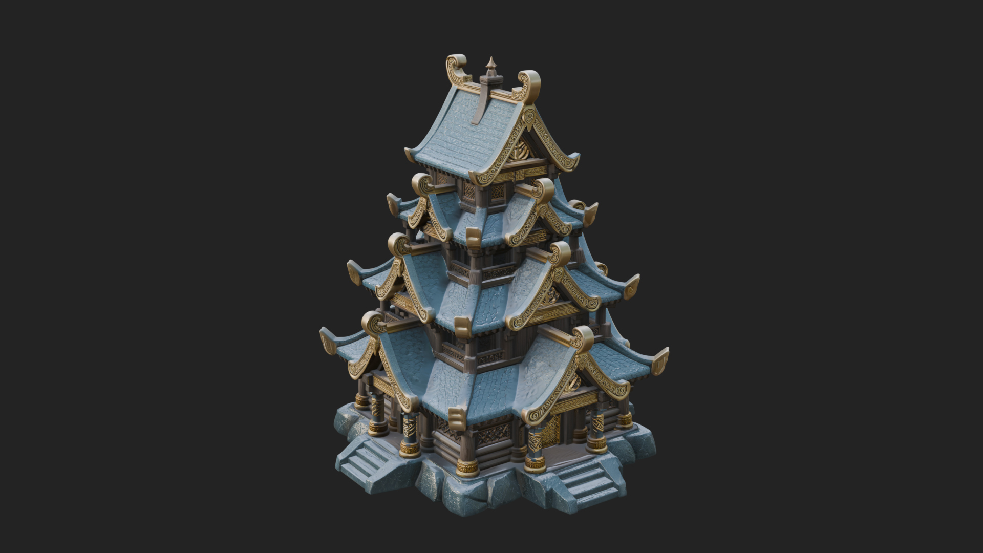Cliff Pagoda House Design 3 3D Print Model 3D Model