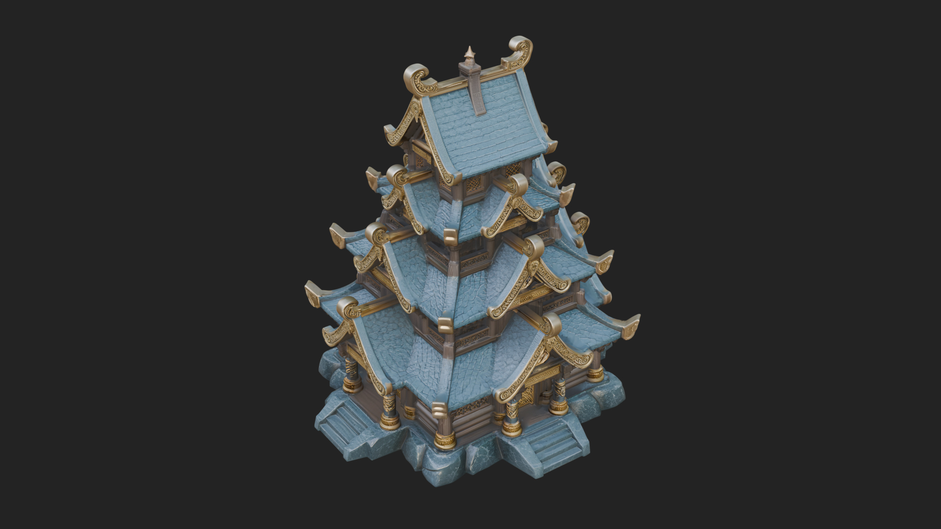 Cliff Pagoda House Design 3 3D Print Model 3D Model