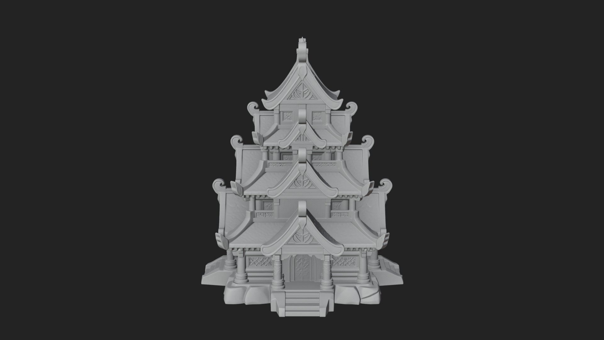 Cliff Pagoda House Design 3 3D Print Model 3D Model